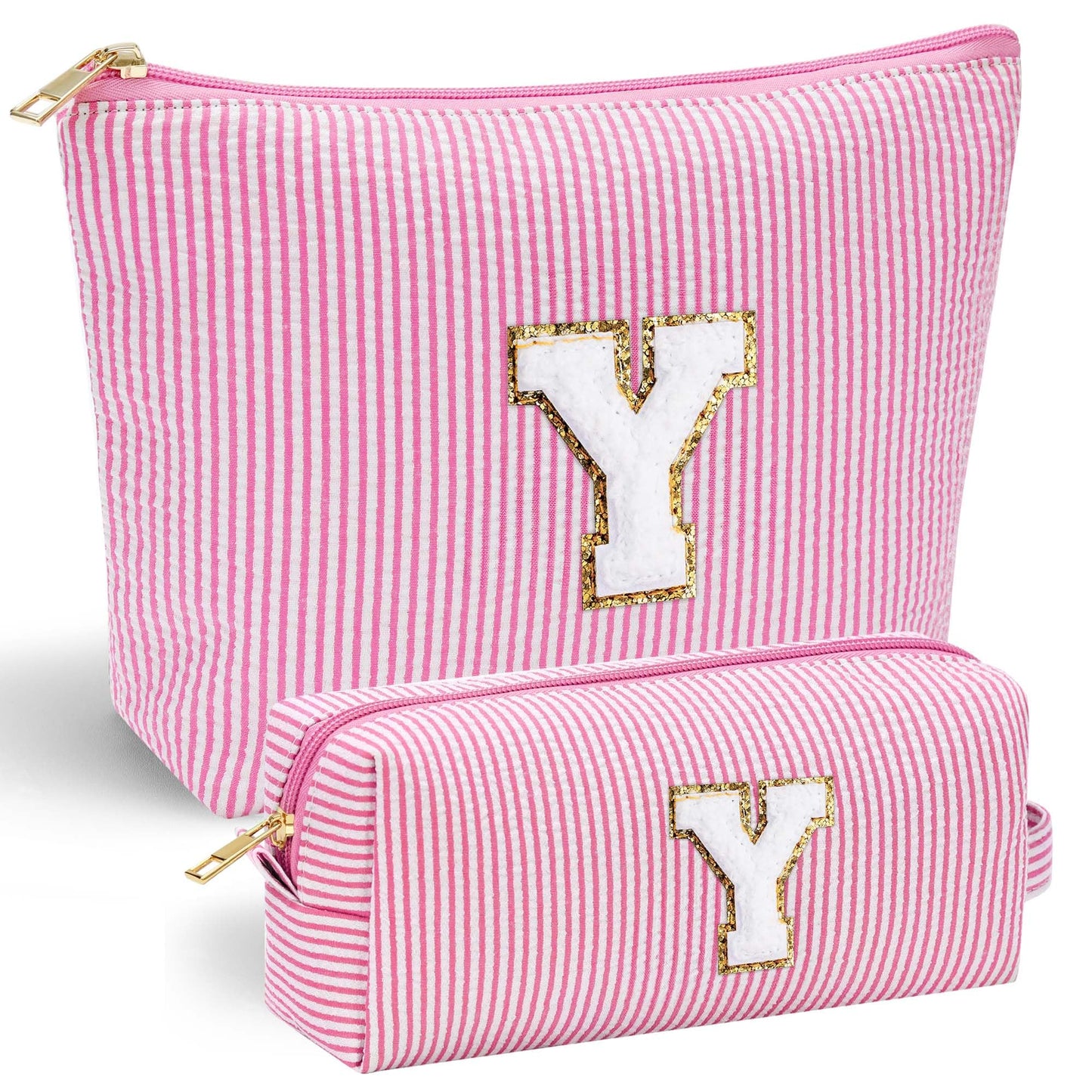 Initial Makeup Bag, Makeup Bag Travel Cosmetic Bag Cute Makeup Bag Personalized Engagement Bridesmaid Best Friend Birthday Gifts for Women Hostess Gifts for Her Friend Female Preppy Stuff M
