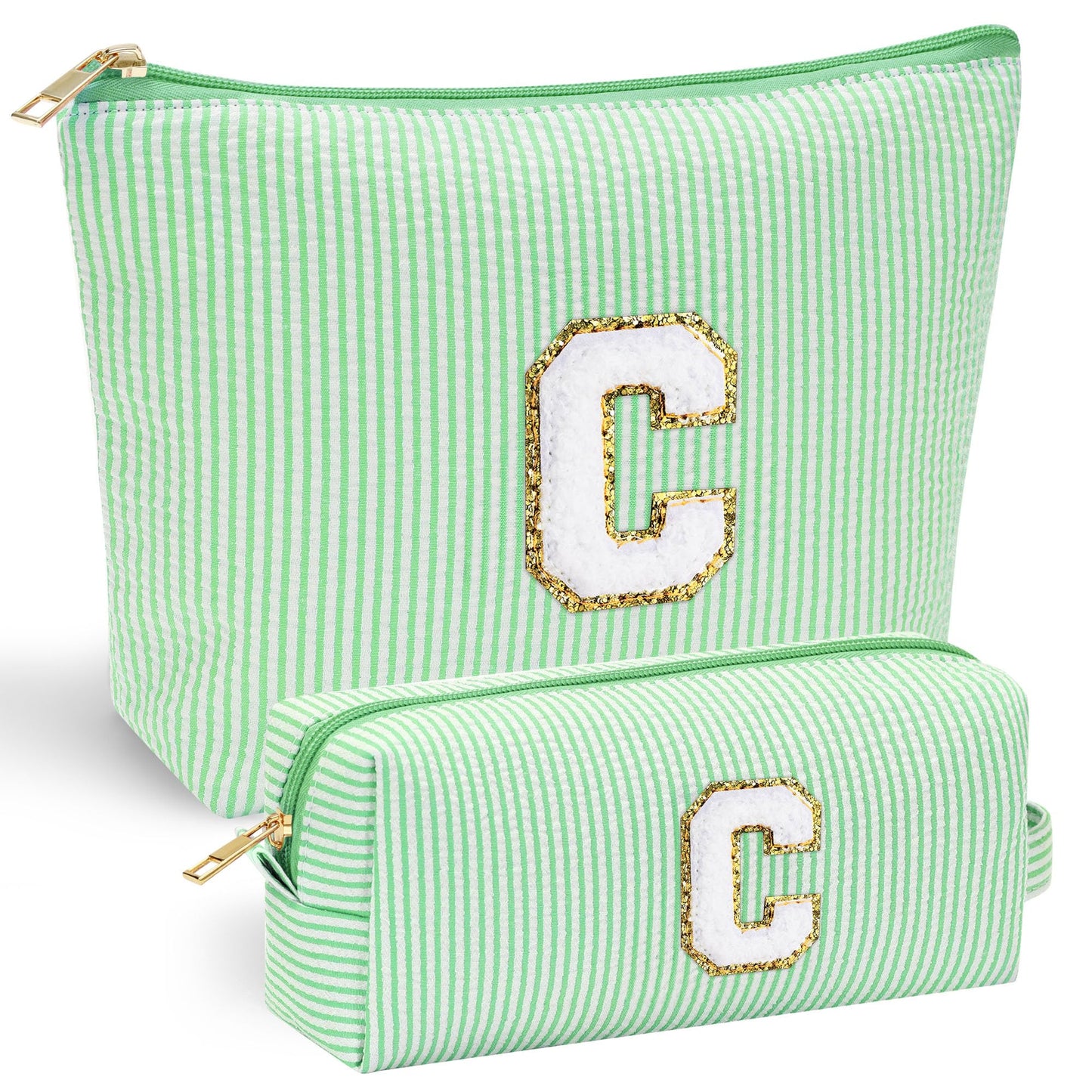 Initial Makeup Bag, Makeup Bag Travel Cosmetic Bag Cute Makeup Bag Personalized Engagement Bridesmaid Best Friend Birthday Gifts for Women Hostess Gifts for Her Friend Female Preppy Stuff M