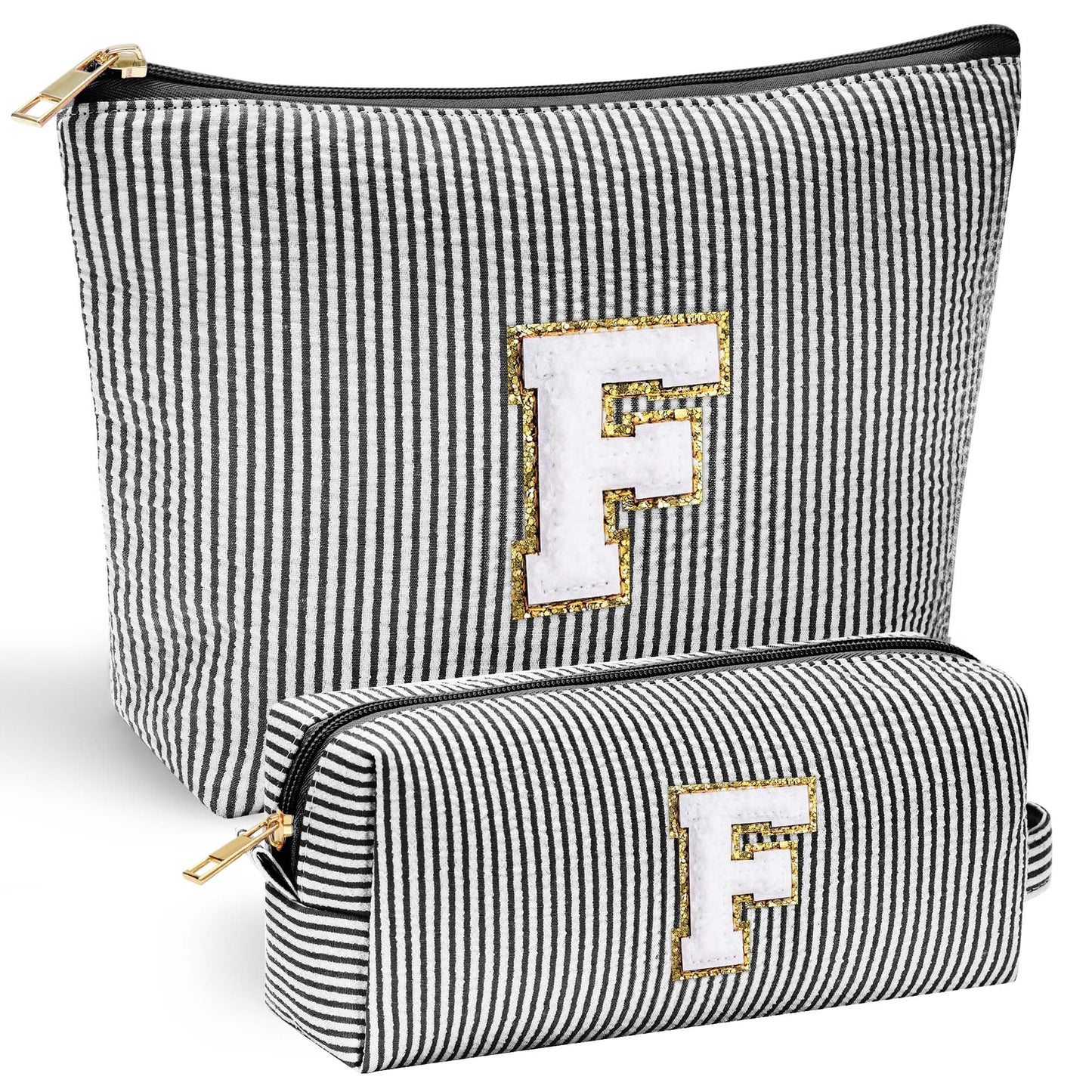 Initial Makeup Bag, Makeup Bag Travel Cosmetic Bag Cute Makeup Bag Personalized Engagement Bridesmaid Best Friend Birthday Gifts for Women Hostess Gifts for Her Friend Female Preppy Stuff M
