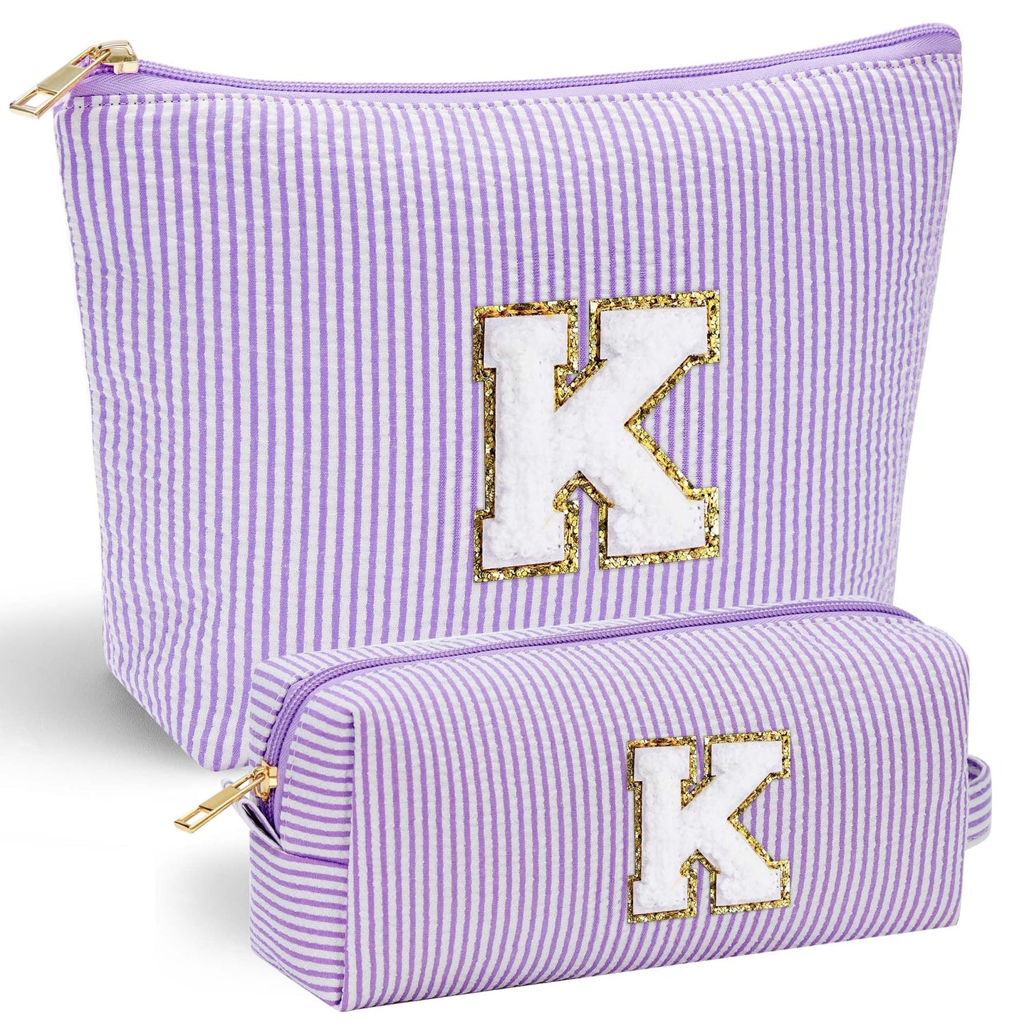 Initial Makeup Bag, Makeup Bag Travel Cosmetic Bag Cute Makeup Bag Personalized Engagement Bridesmaid Best Friend Birthday Gifts for Women Hostess Gifts for Her Friend Female Preppy Stuff M