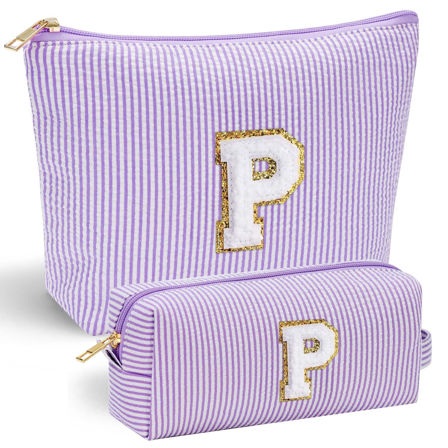 Initial Makeup Bag, Makeup Bag Travel Cosmetic Bag Cute Makeup Bag Personalized Engagement Bridesmaid Best Friend Birthday Gifts for Women Hostess Gifts for Her Friend Female Preppy Stuff M