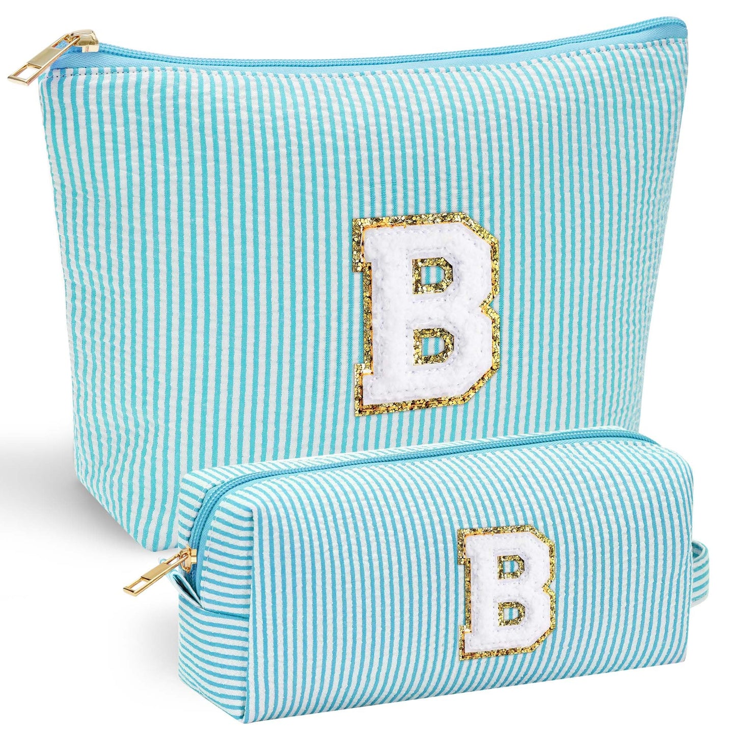 Initial Makeup Bag, Makeup Bag Travel Cosmetic Bag Cute Makeup Bag Personalized Engagement Bridesmaid Best Friend Birthday Gifts for Women Hostess Gifts for Her Friend Female Preppy Stuff M