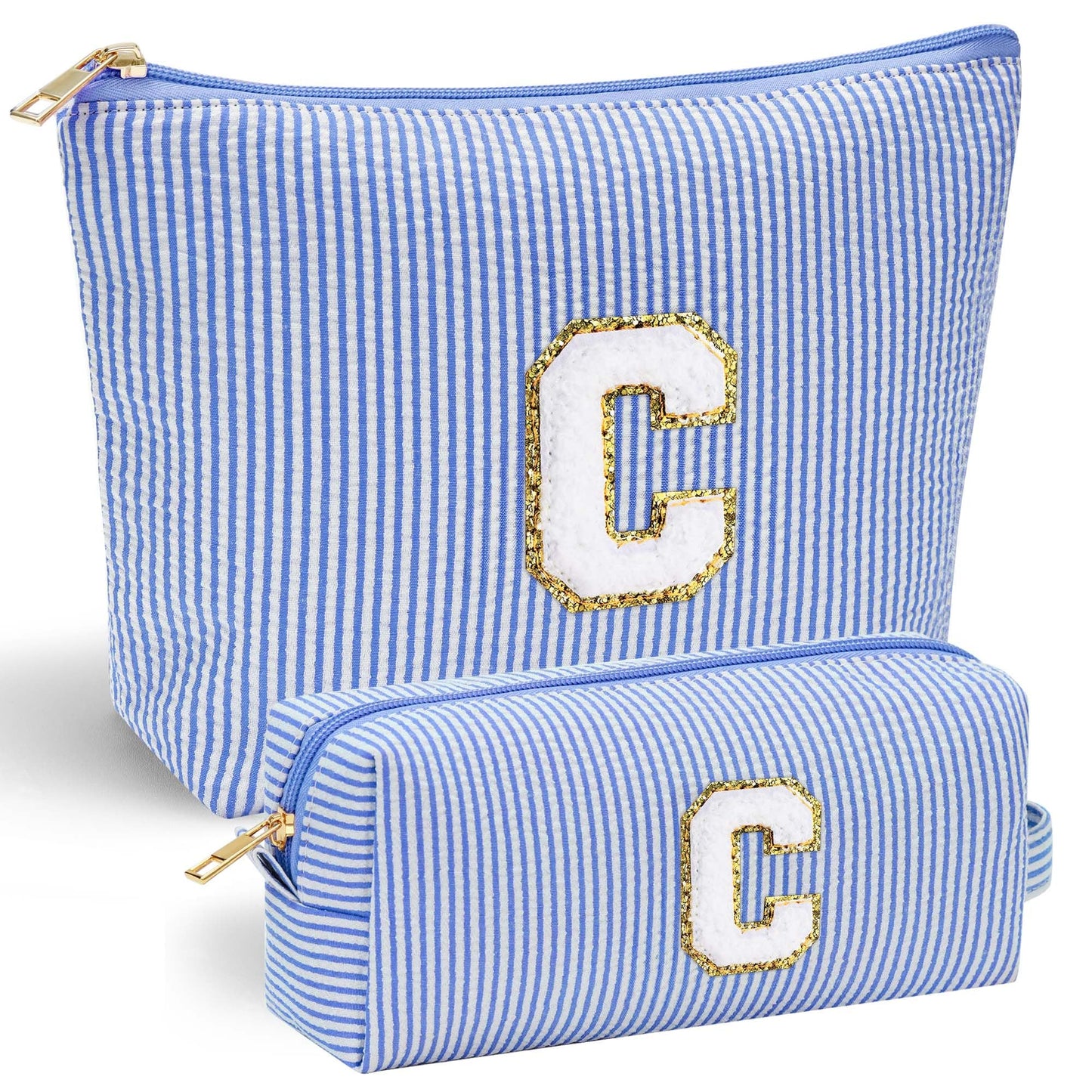 Initial Makeup Bag, Makeup Bag Travel Cosmetic Bag Cute Makeup Bag Personalized Engagement Bridesmaid Best Friend Birthday Gifts for Women Hostess Gifts for Her Friend Female Preppy Stuff M