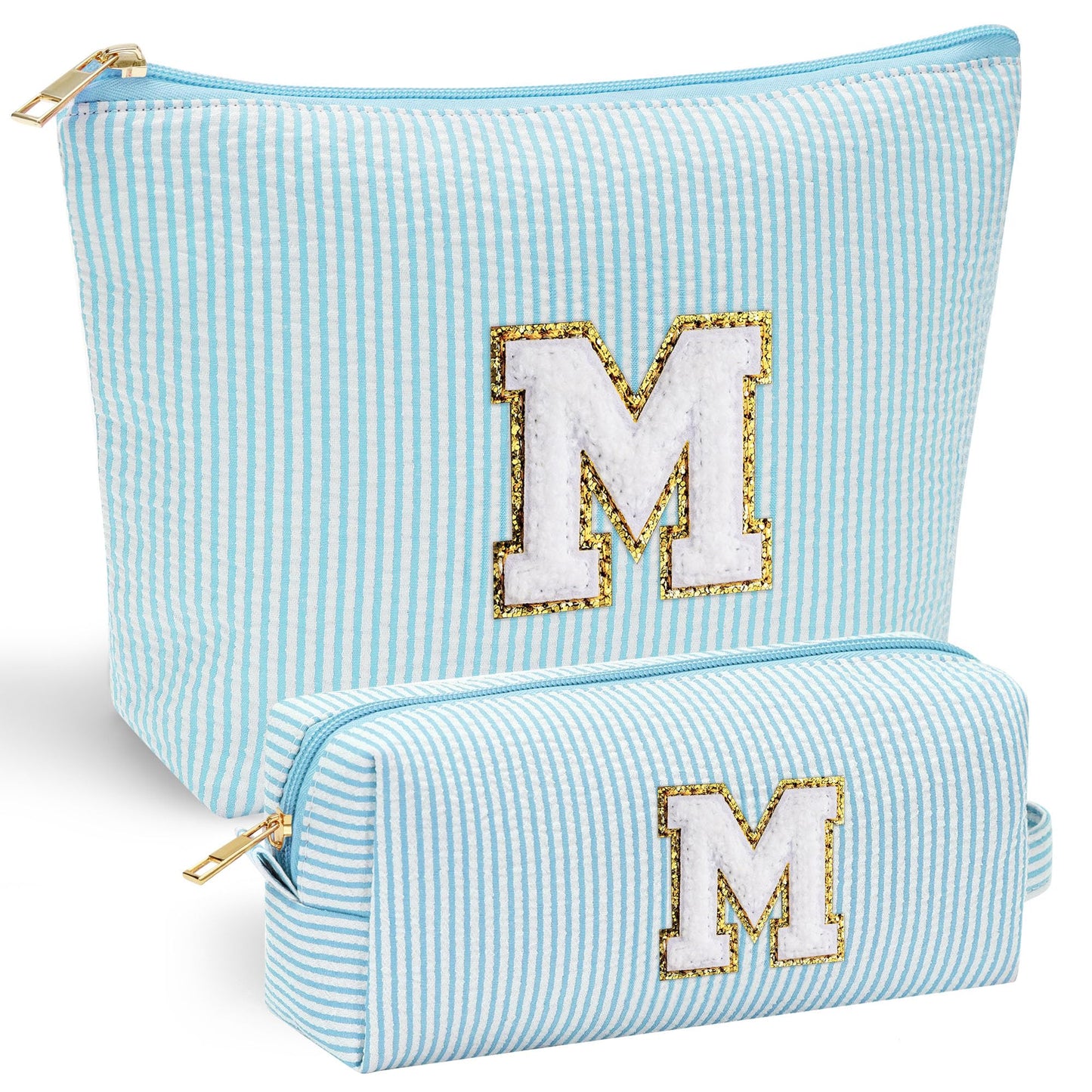 Initial Makeup Bag, Makeup Bag Travel Cosmetic Bag Cute Makeup Bag Personalized Engagement Bridesmaid Best Friend Birthday Gifts for Women Hostess Gifts for Her Friend Female Preppy Stuff M