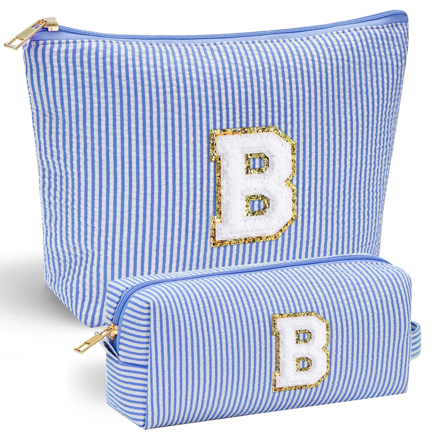 Initial Makeup Bag, Makeup Bag Travel Cosmetic Bag Cute Makeup Bag Personalized Engagement Bridesmaid Best Friend Birthday Gifts for Women Hostess Gifts for Her Friend Female Preppy Stuff M