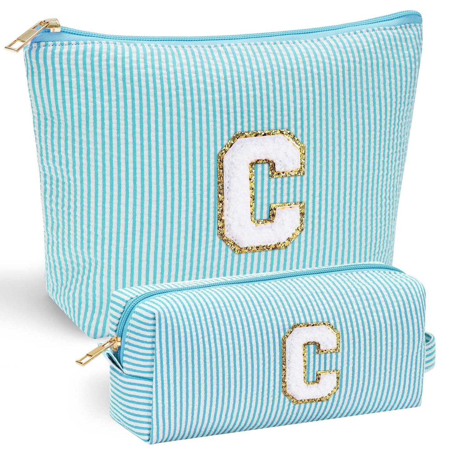 Initial Makeup Bag, Makeup Bag Travel Cosmetic Bag Cute Makeup Bag Personalized Engagement Bridesmaid Best Friend Birthday Gifts for Women Hostess Gifts for Her Friend Female Preppy Stuff M
