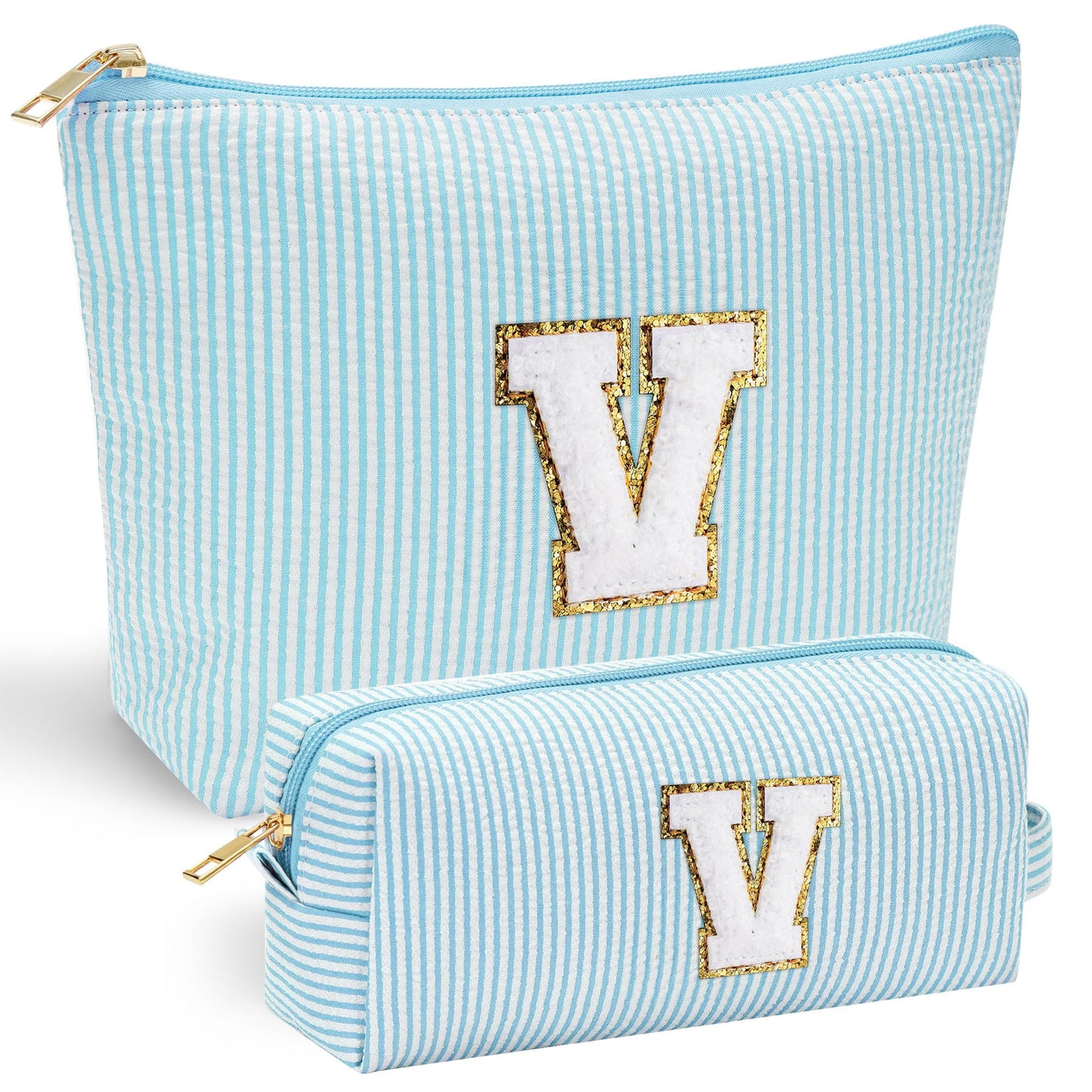 Initial Makeup Bag, Makeup Bag Travel Cosmetic Bag Cute Makeup Bag Personalized Engagement Bridesmaid Best Friend Birthday Gifts for Women Hostess Gifts for Her Friend Female Preppy Stuff M