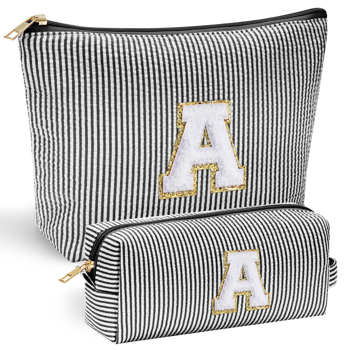 Initial Makeup Bag, Makeup Bag Travel Cosmetic Bag Cute Makeup Bag Personalized Engagement Bridesmaid Best Friend Birthday Gifts for Women Hostess Gifts for Her Friend Female Preppy Stuff M