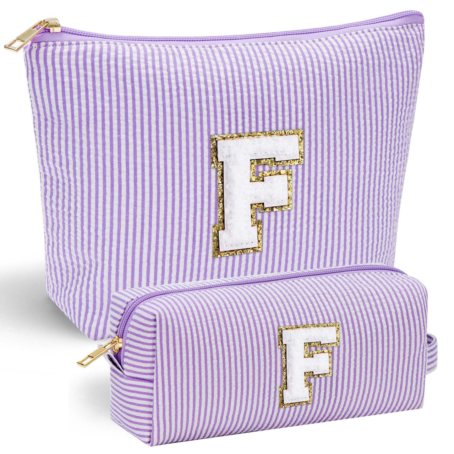Initial Makeup Bag, Makeup Bag Travel Cosmetic Bag Cute Makeup Bag Personalized Engagement Bridesmaid Best Friend Birthday Gifts for Women Hostess Gifts for Her Friend Female Preppy Stuff M