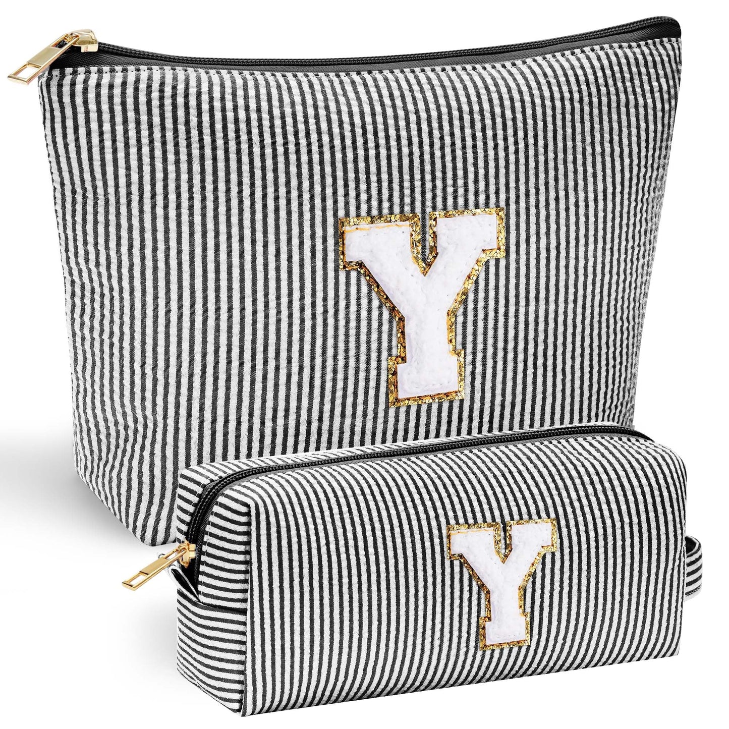 Initial Makeup Bag, Makeup Bag Travel Cosmetic Bag Cute Makeup Bag Personalized Engagement Bridesmaid Best Friend Birthday Gifts for Women Hostess Gifts for Her Friend Female Preppy Stuff M