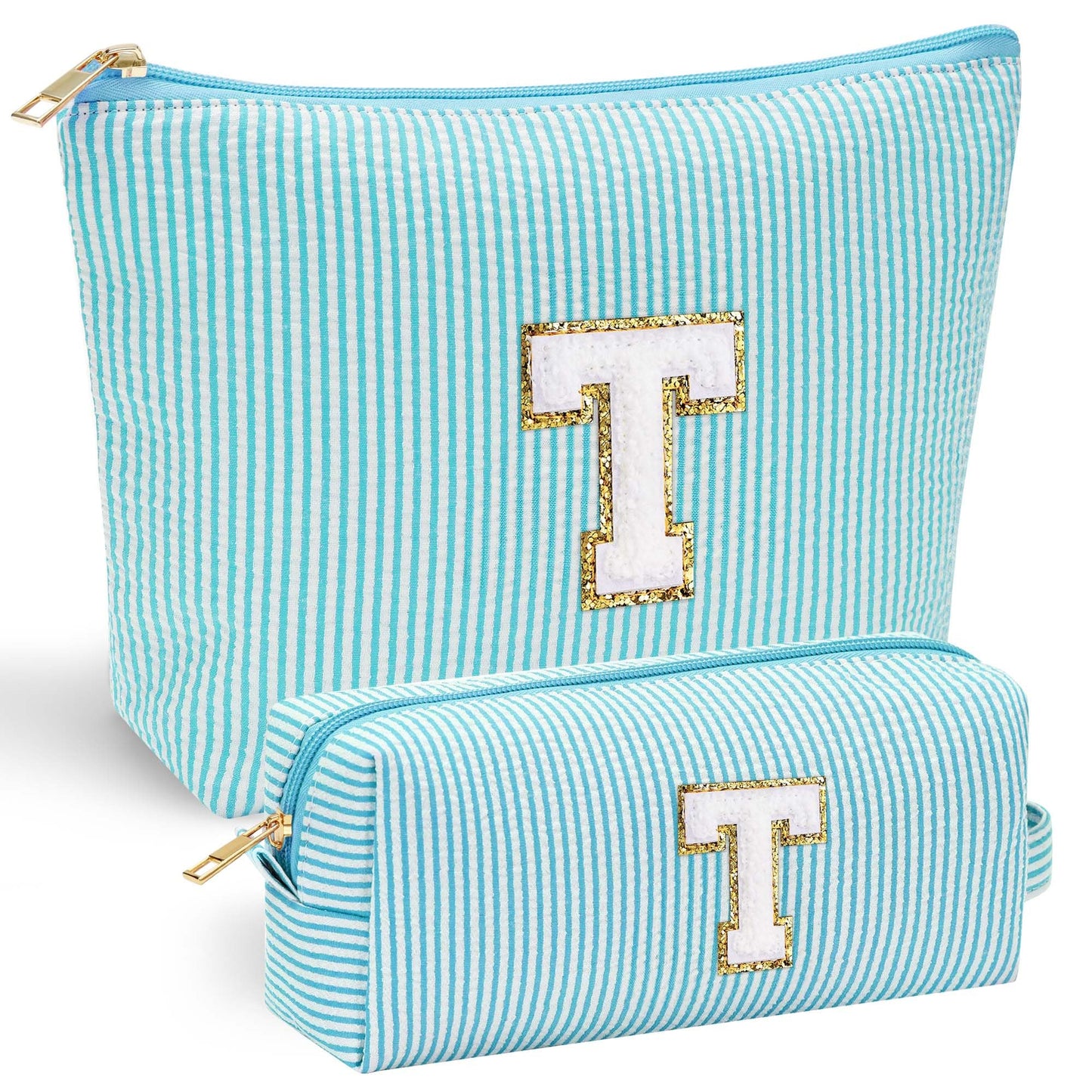 Initial Makeup Bag, Makeup Bag Travel Cosmetic Bag Cute Makeup Bag Personalized Engagement Bridesmaid Best Friend Birthday Gifts for Women Hostess Gifts for Her Friend Female Preppy Stuff M