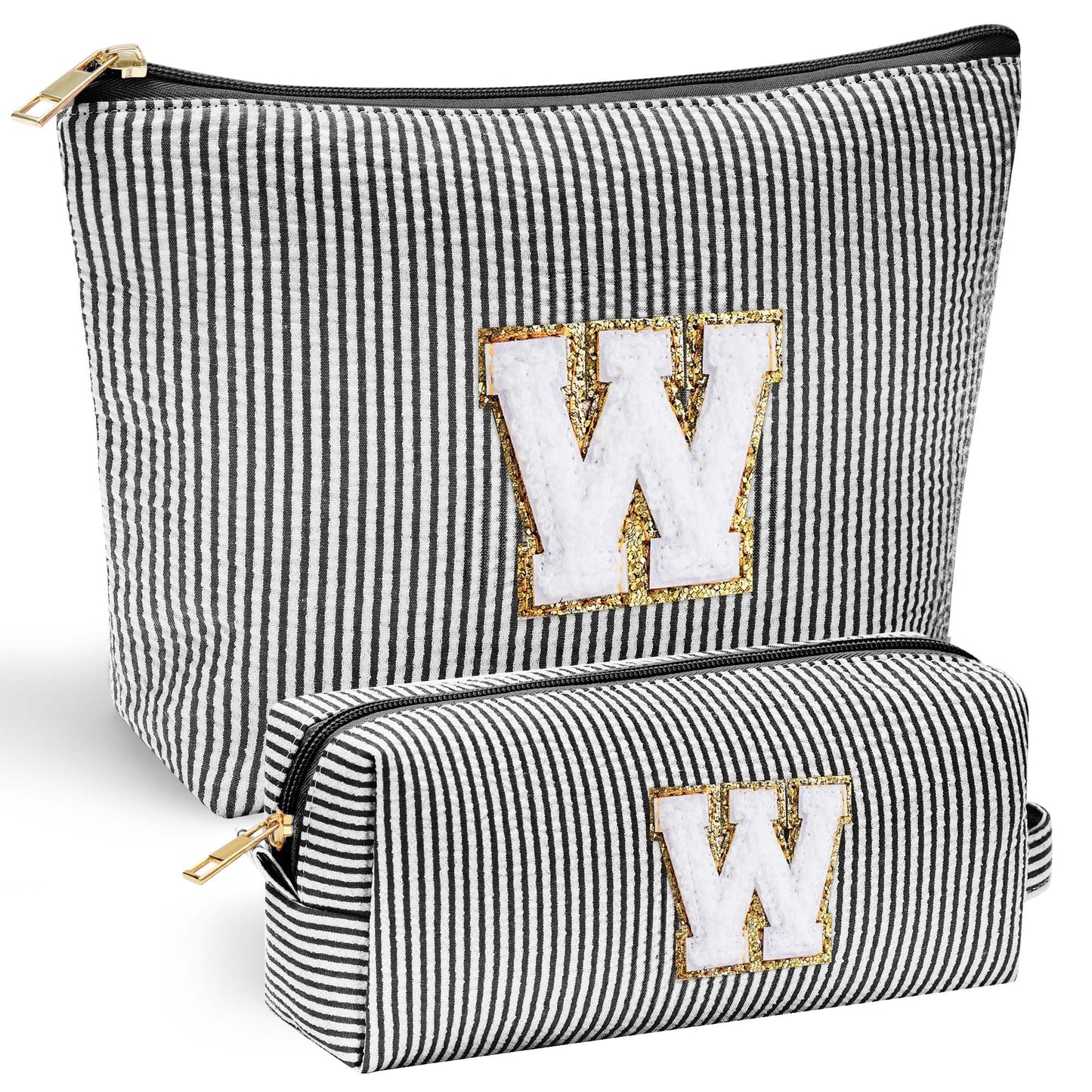 Initial Makeup Bag, Makeup Bag Travel Cosmetic Bag Cute Makeup Bag Personalized Engagement Bridesmaid Best Friend Birthday Gifts for Women Hostess Gifts for Her Friend Female Preppy Stuff M