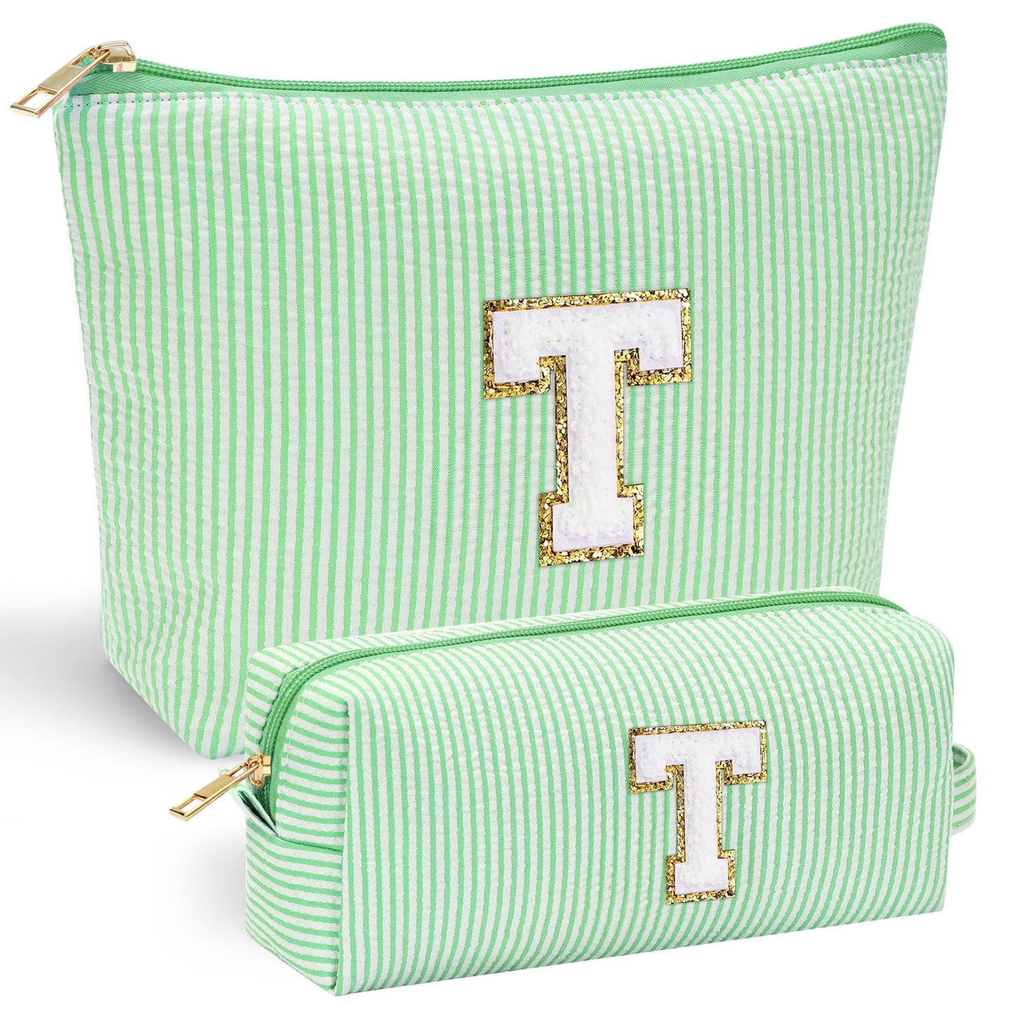 Initial Makeup Bag, Makeup Bag Travel Cosmetic Bag Cute Makeup Bag Personalized Engagement Bridesmaid Best Friend Birthday Gifts for Women Hostess Gifts for Her Friend Female Preppy Stuff M