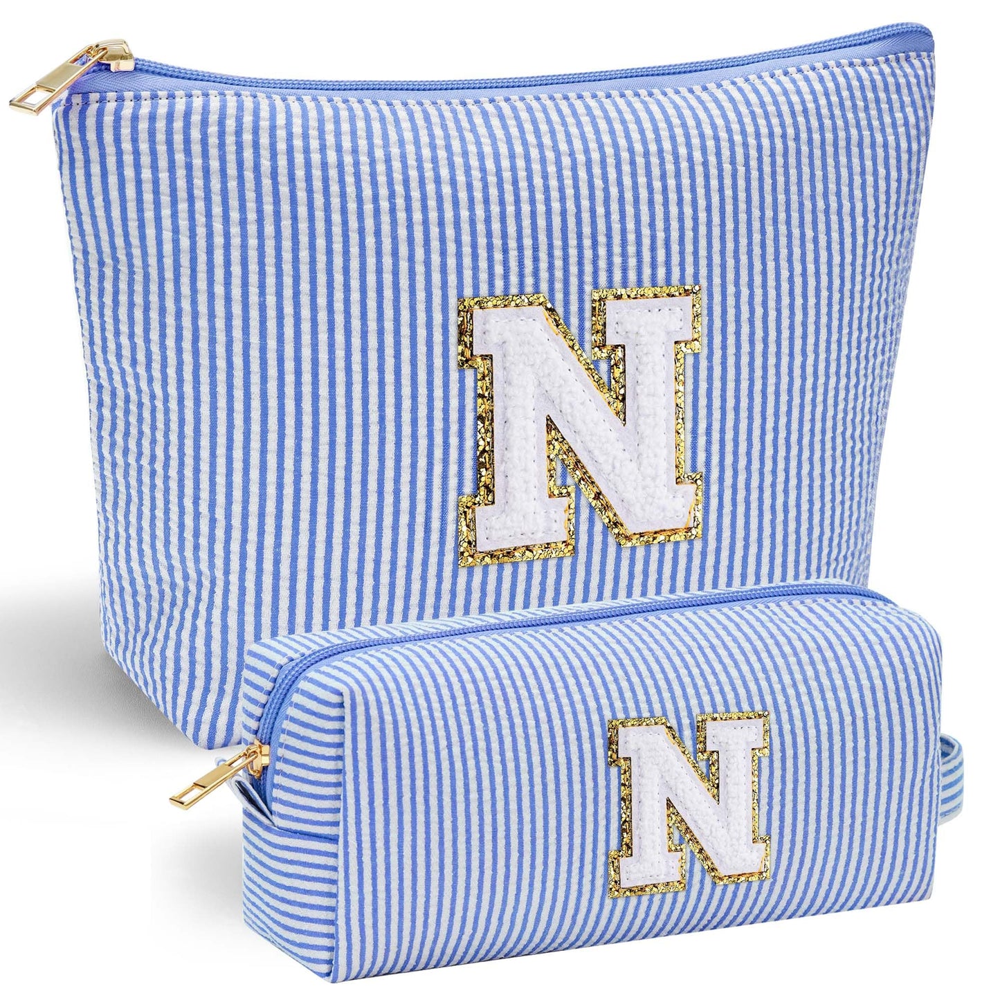 Initial Makeup Bag, Makeup Bag Travel Cosmetic Bag Cute Makeup Bag Personalized Engagement Bridesmaid Best Friend Birthday Gifts for Women Hostess Gifts for Her Friend Female Preppy Stuff M