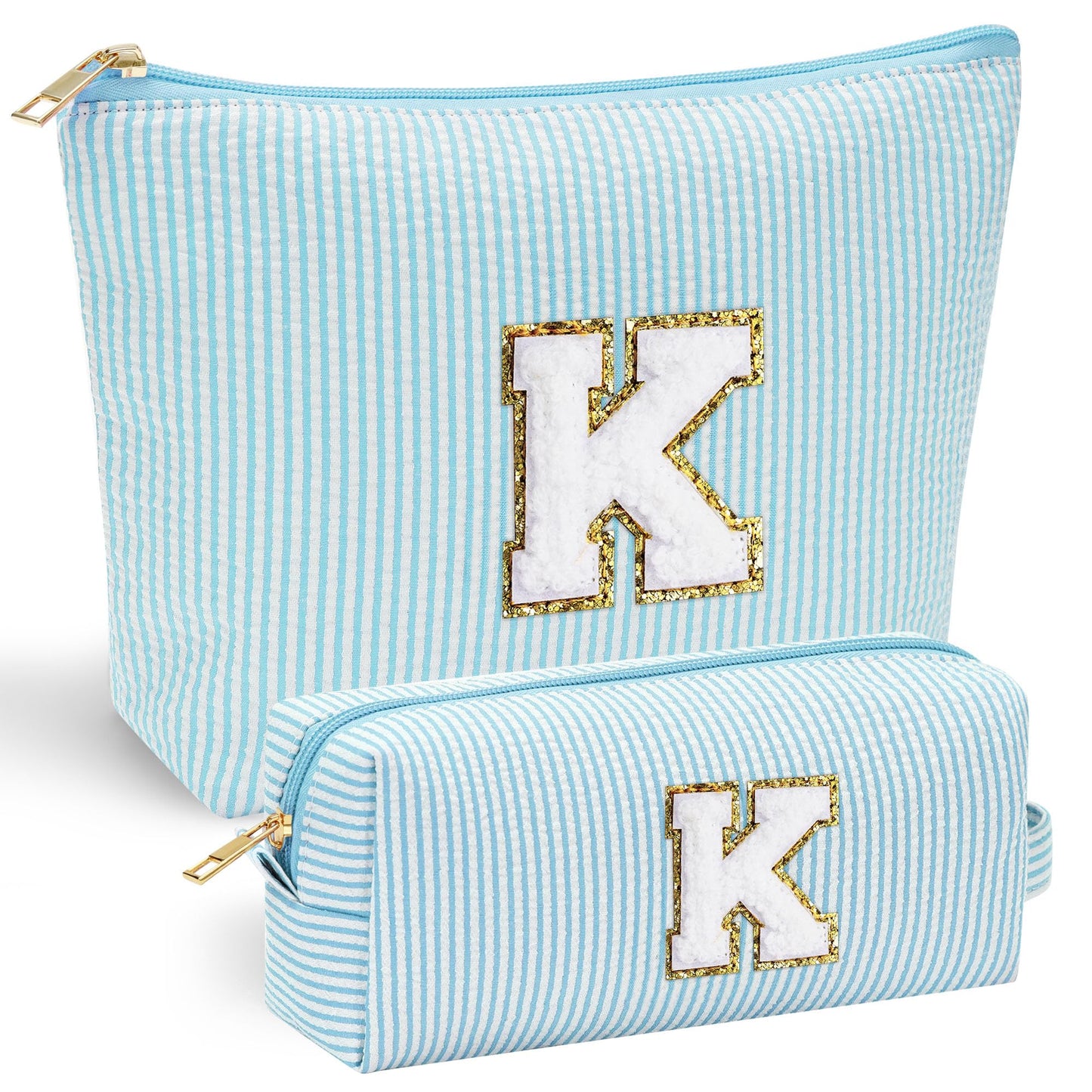 Initial Makeup Bag, Makeup Bag Travel Cosmetic Bag Cute Makeup Bag Personalized Engagement Bridesmaid Best Friend Birthday Gifts for Women Hostess Gifts for Her Friend Female Preppy Stuff M