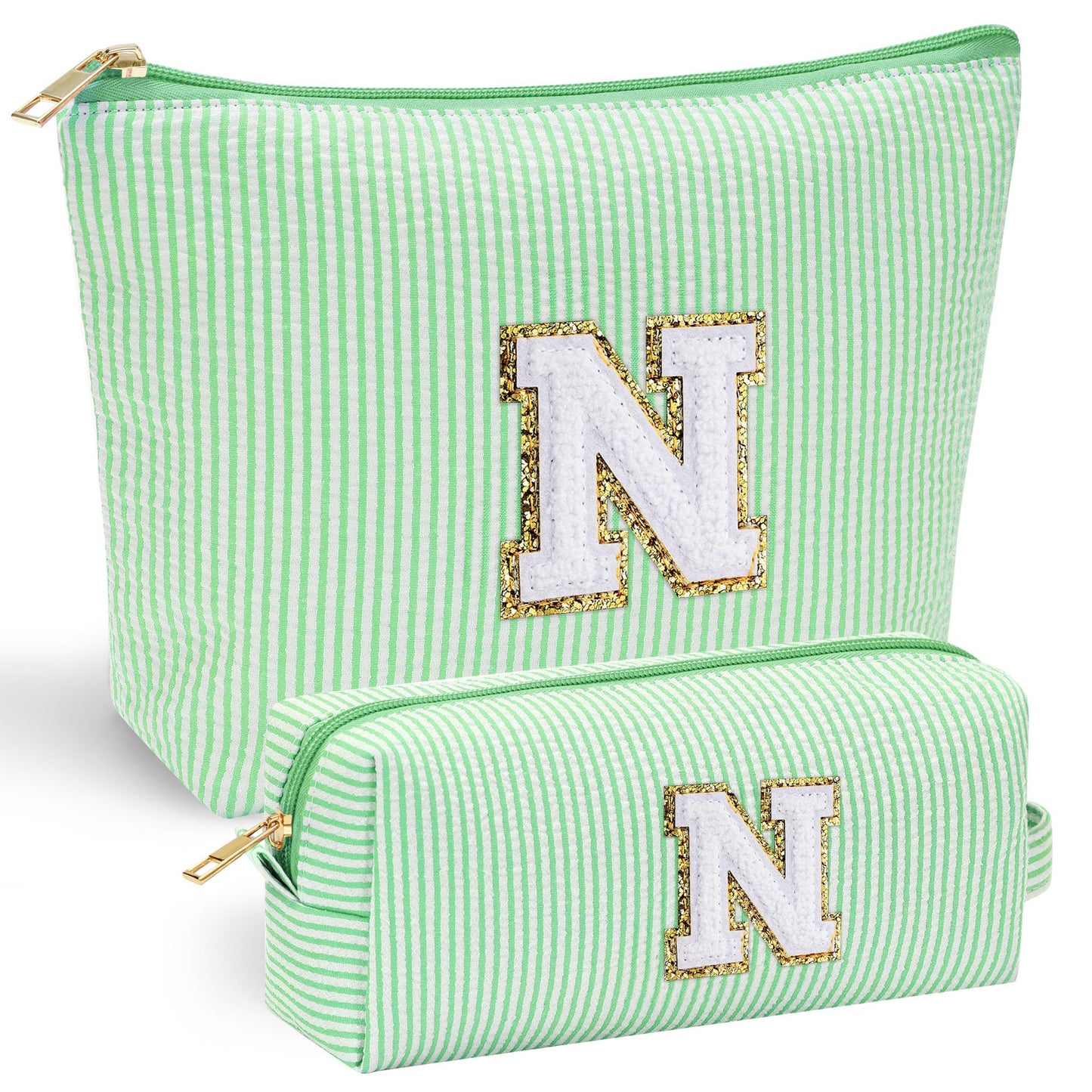 Initial Makeup Bag, Makeup Bag Travel Cosmetic Bag Cute Makeup Bag Personalized Engagement Bridesmaid Best Friend Birthday Gifts for Women Hostess Gifts for Her Friend Female Preppy Stuff M