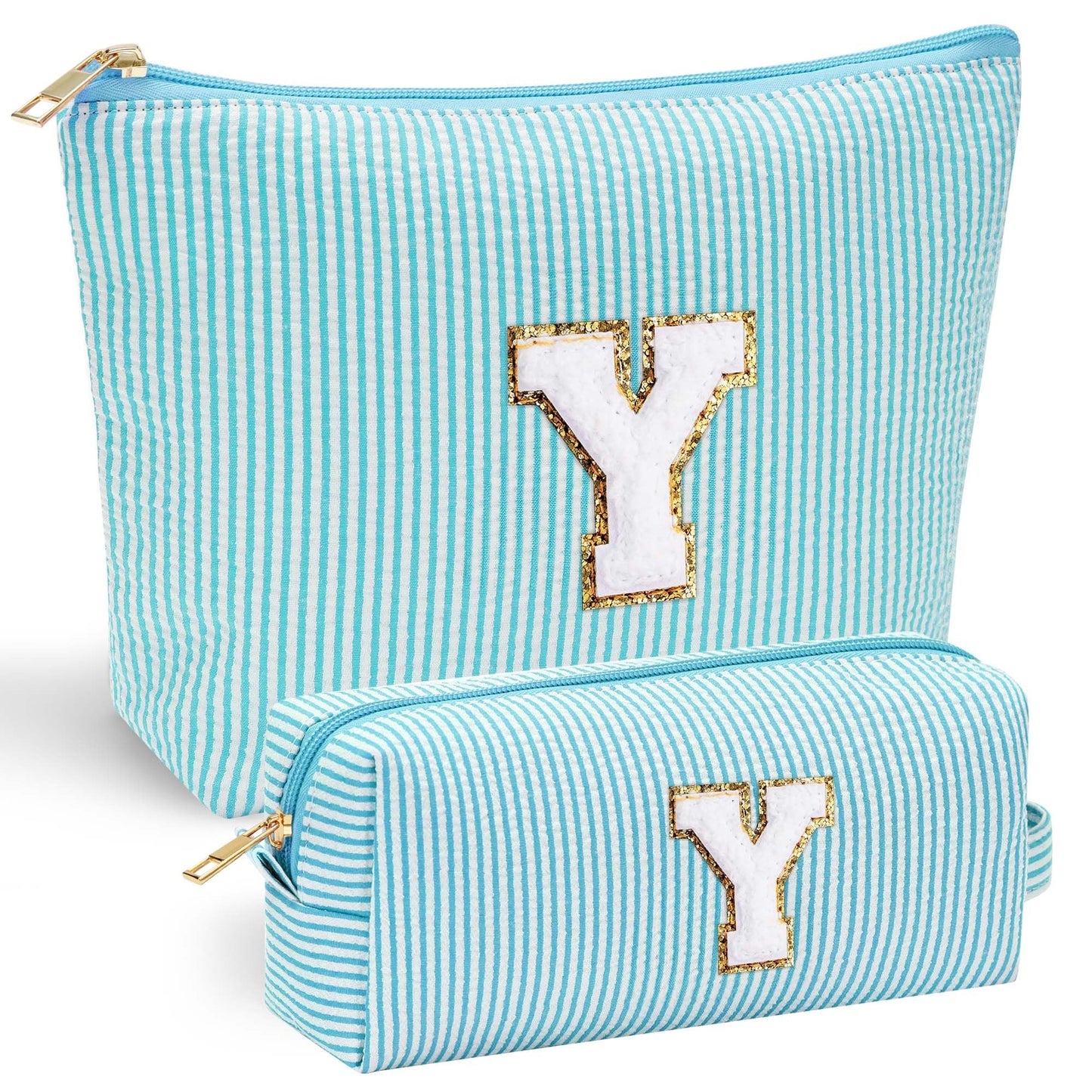 Initial Makeup Bag, Makeup Bag Travel Cosmetic Bag Cute Makeup Bag Personalized Engagement Bridesmaid Best Friend Birthday Gifts for Women Hostess Gifts for Her Friend Female Preppy Stuff M