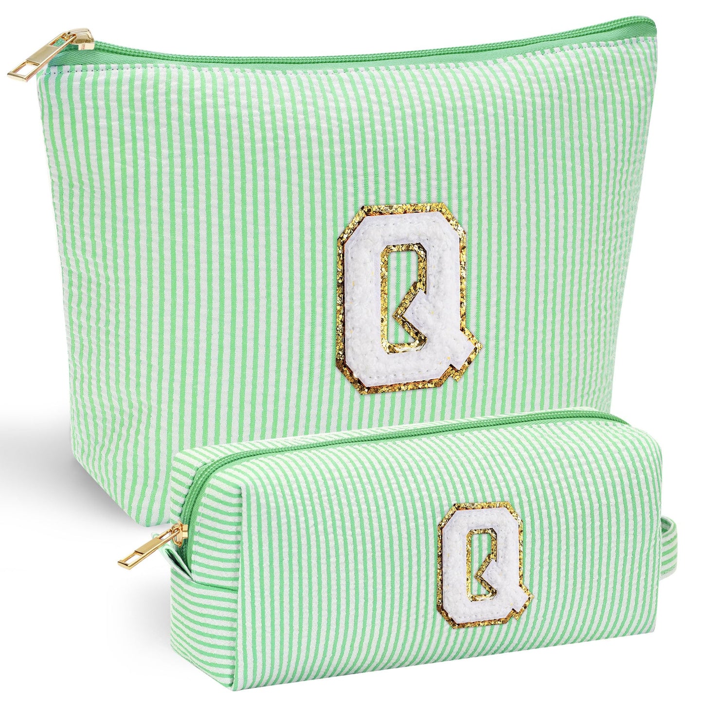 Initial Makeup Bag, Makeup Bag Travel Cosmetic Bag Cute Makeup Bag Personalized Engagement Bridesmaid Best Friend Birthday Gifts for Women Hostess Gifts for Her Friend Female Preppy Stuff M