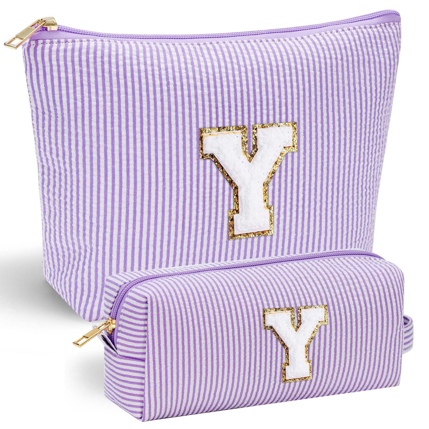 Initial Makeup Bag, Makeup Bag Travel Cosmetic Bag Cute Makeup Bag Personalized Engagement Bridesmaid Best Friend Birthday Gifts for Women Hostess Gifts for Her Friend Female Preppy Stuff M