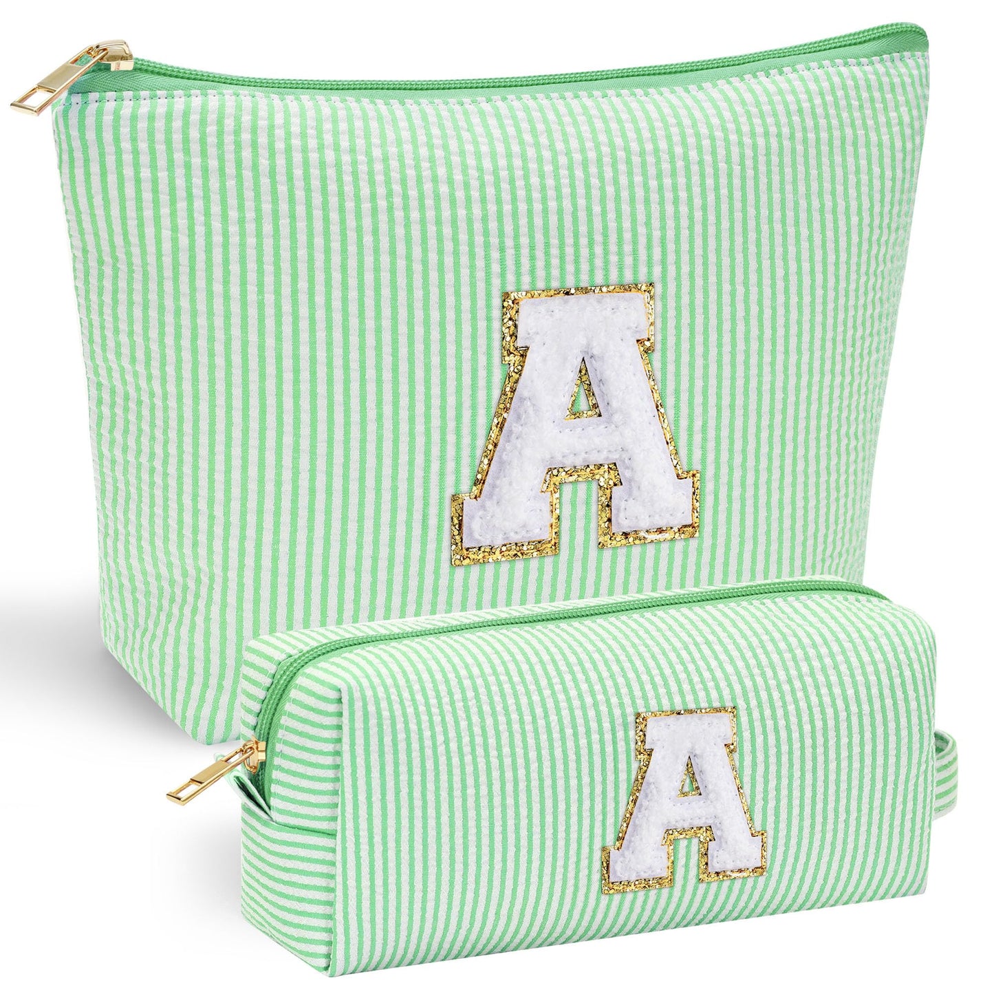 Initial Makeup Bag, Makeup Bag Travel Cosmetic Bag Cute Makeup Bag Personalized Engagement Bridesmaid Best Friend Birthday Gifts for Women Hostess Gifts for Her Friend Female Preppy Stuff M