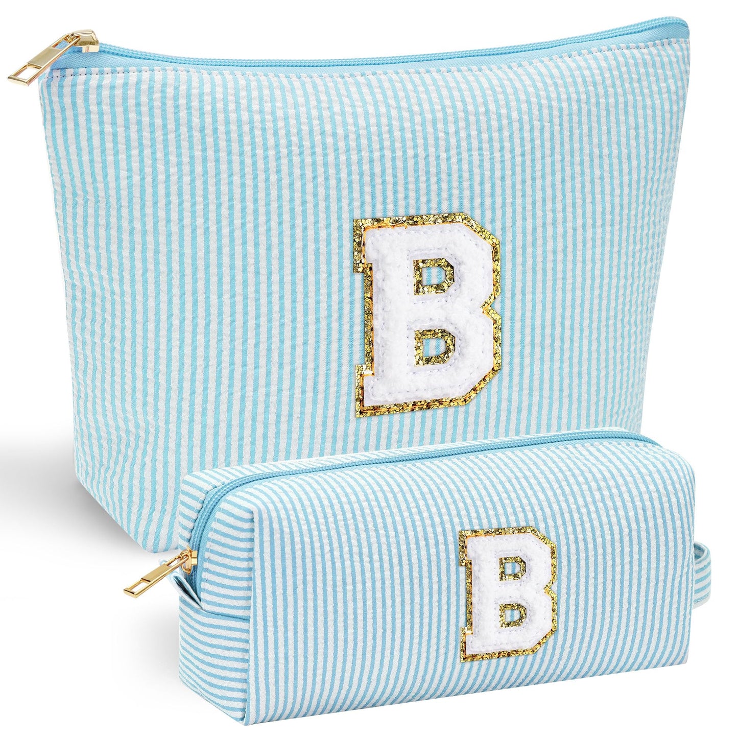 Initial Makeup Bag, Makeup Bag Travel Cosmetic Bag Cute Makeup Bag Personalized Engagement Bridesmaid Best Friend Birthday Gifts for Women Hostess Gifts for Her Friend Female Preppy Stuff M