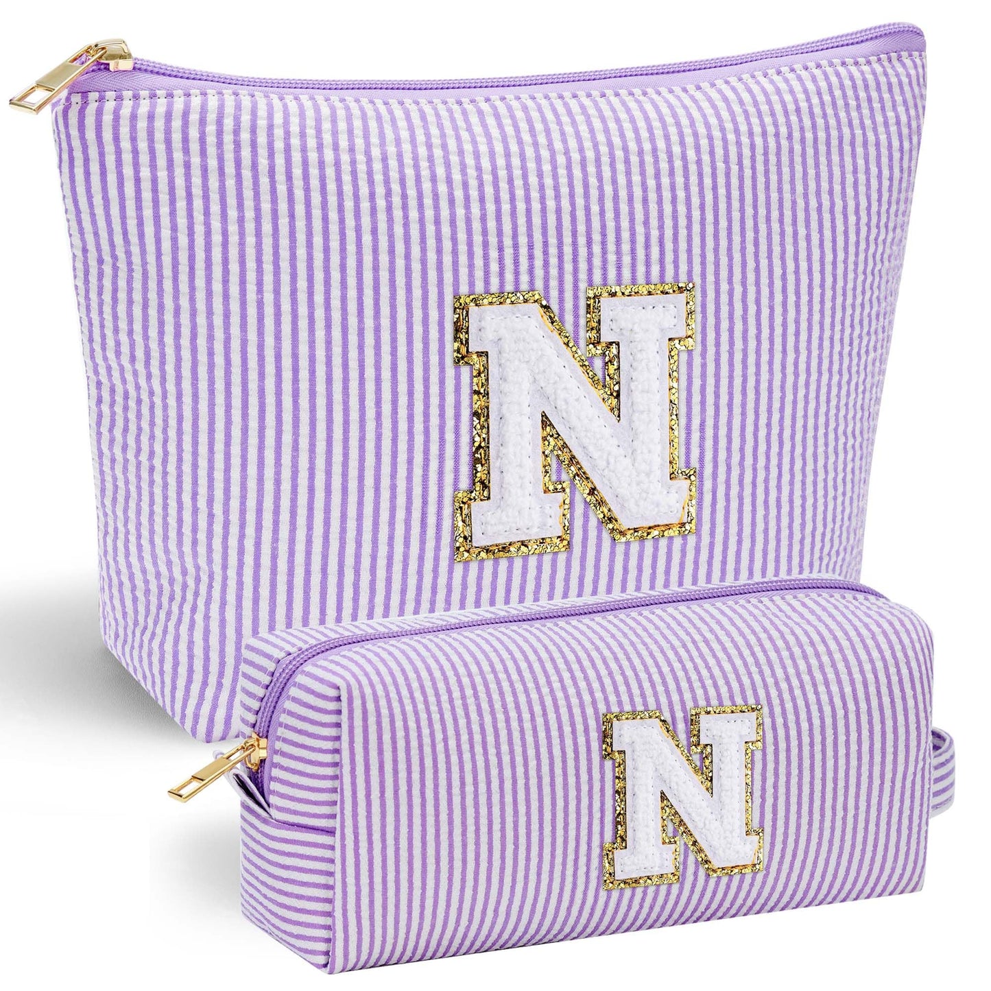Initial Makeup Bag, Makeup Bag Travel Cosmetic Bag Cute Makeup Bag Personalized Engagement Bridesmaid Best Friend Birthday Gifts for Women Hostess Gifts for Her Friend Female Preppy Stuff M