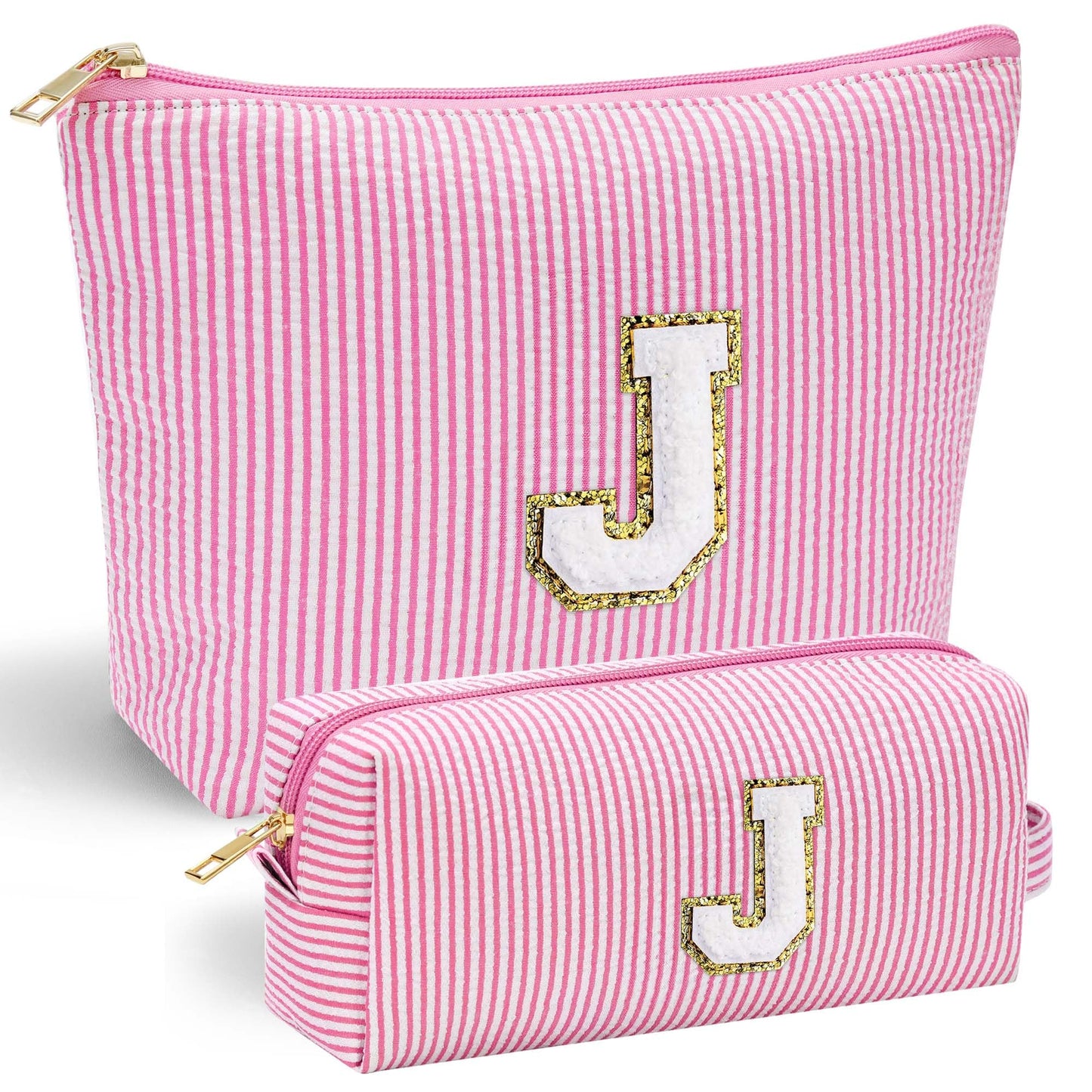 Initial Makeup Bag, Makeup Bag Travel Cosmetic Bag Cute Makeup Bag Personalized Engagement Bridesmaid Best Friend Birthday Gifts for Women Hostess Gifts for Her Friend Female Preppy Stuff M