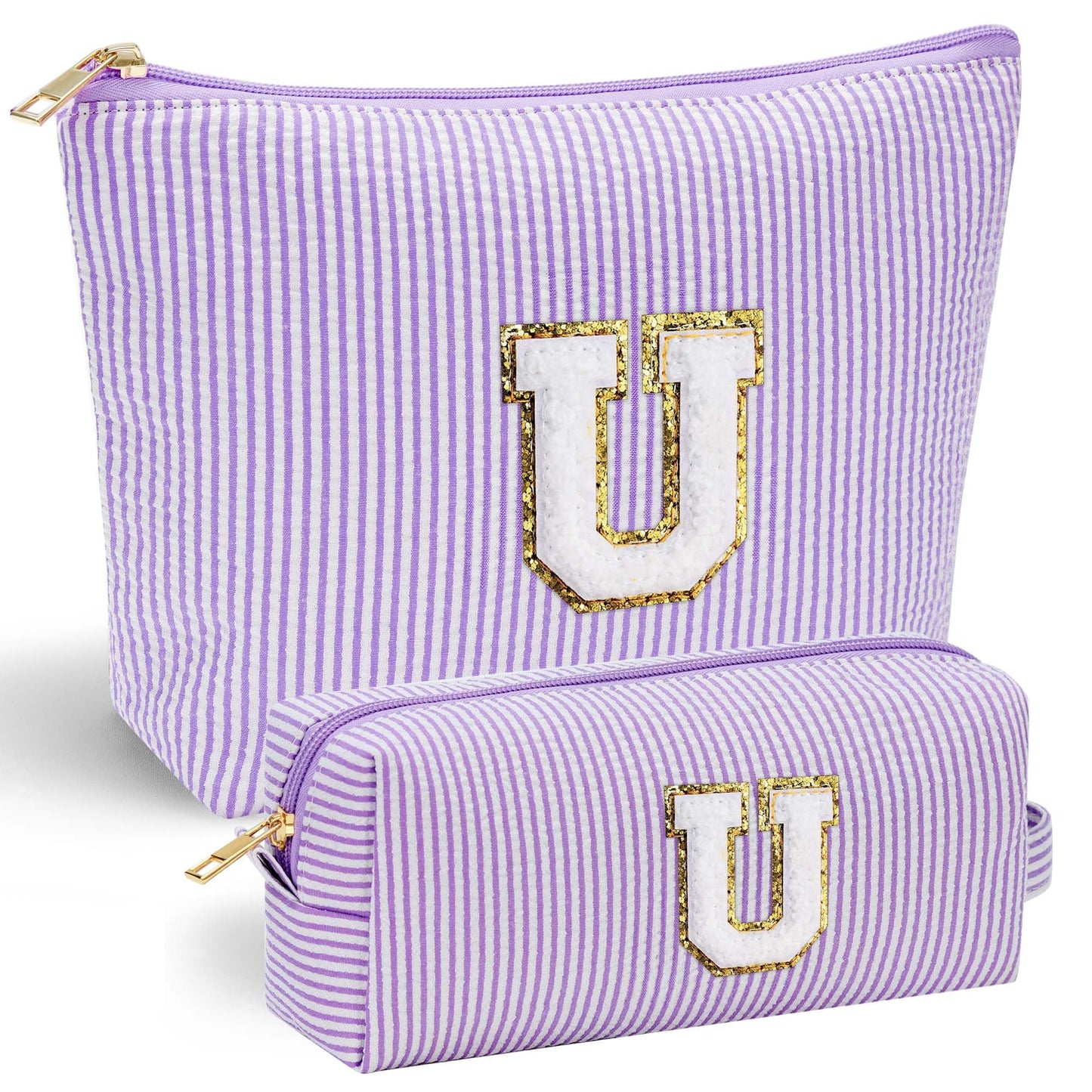 Initial Makeup Bag, Makeup Bag Travel Cosmetic Bag Cute Makeup Bag Personalized Engagement Bridesmaid Best Friend Birthday Gifts for Women Hostess Gifts for Her Friend Female Preppy Stuff M