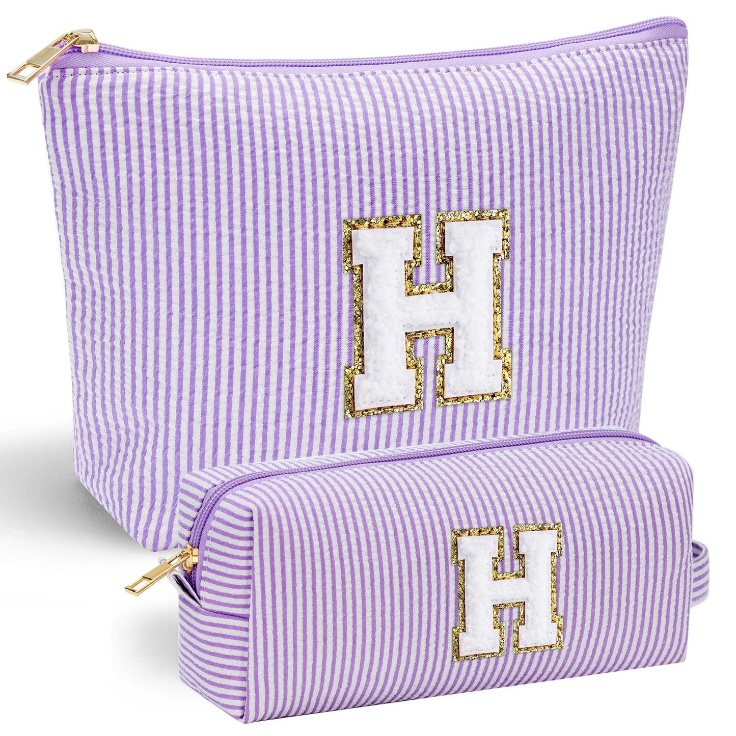 Initial Makeup Bag, Makeup Bag Travel Cosmetic Bag Cute Makeup Bag Personalized Engagement Bridesmaid Best Friend Birthday Gifts for Women Hostess Gifts for Her Friend Female Preppy Stuff M