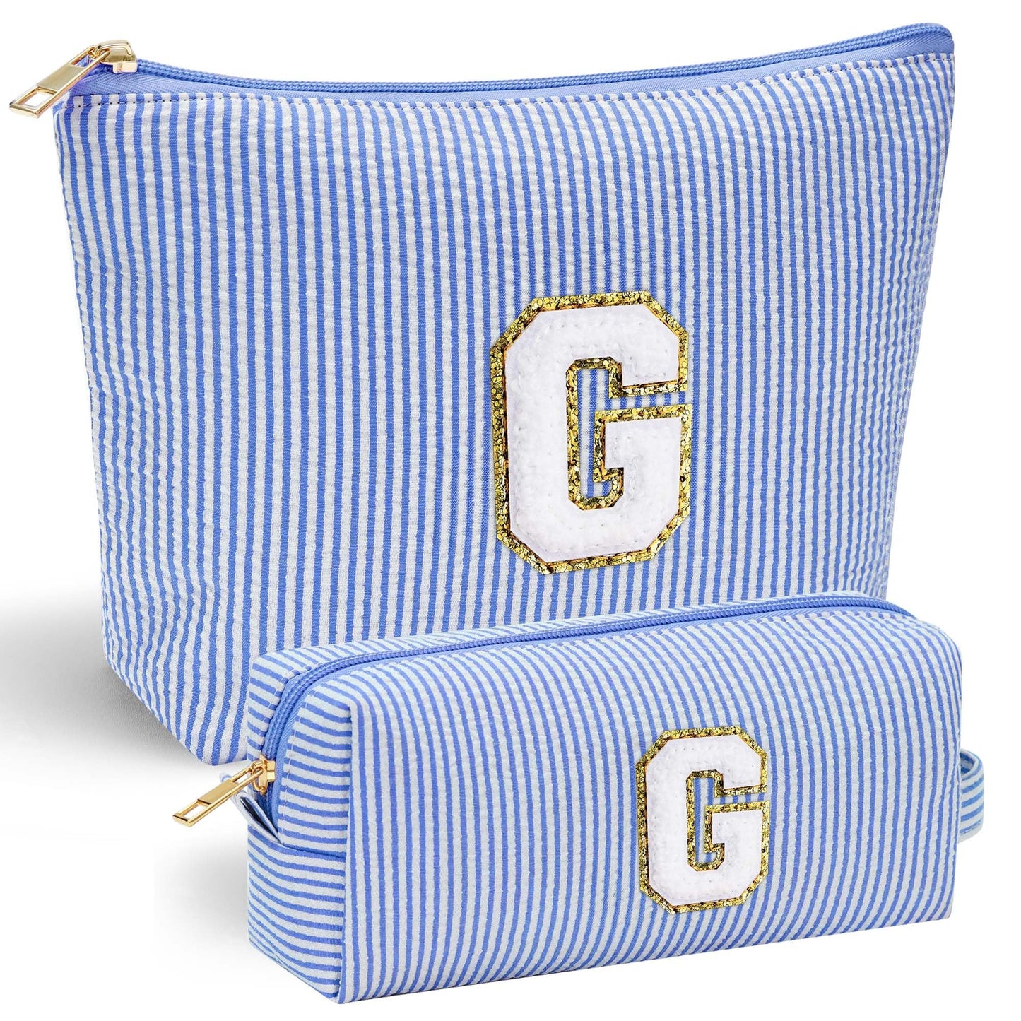 Initial Makeup Bag, Makeup Bag Travel Cosmetic Bag Cute Makeup Bag Personalized Engagement Bridesmaid Best Friend Birthday Gifts for Women Hostess Gifts for Her Friend Female Preppy Stuff M