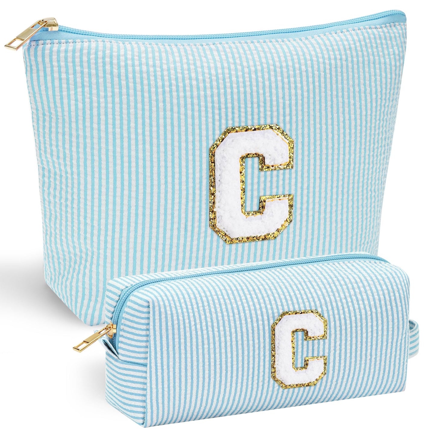Initial Makeup Bag, Makeup Bag Travel Cosmetic Bag Cute Makeup Bag Personalized Engagement Bridesmaid Best Friend Birthday Gifts for Women Hostess Gifts for Her Friend Female Preppy Stuff M