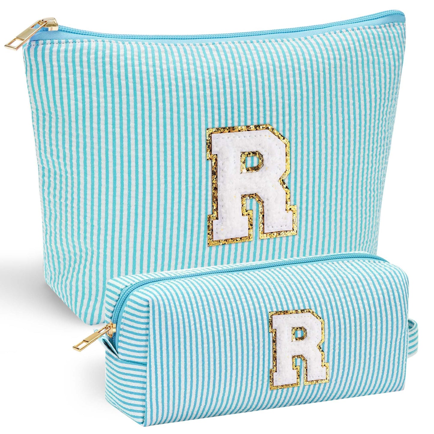 Initial Makeup Bag, Makeup Bag Travel Cosmetic Bag Cute Makeup Bag Personalized Engagement Bridesmaid Best Friend Birthday Gifts for Women Hostess Gifts for Her Friend Female Preppy Stuff M