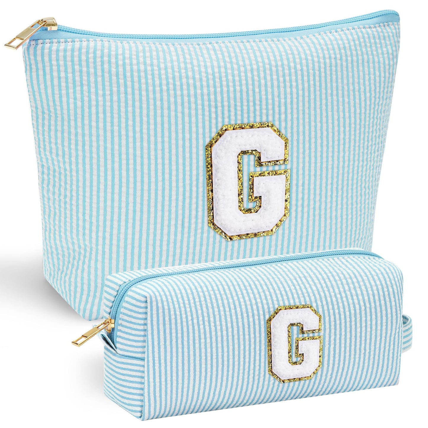 Initial Makeup Bag, Makeup Bag Travel Cosmetic Bag Cute Makeup Bag Personalized Engagement Bridesmaid Best Friend Birthday Gifts for Women Hostess Gifts for Her Friend Female Preppy Stuff M