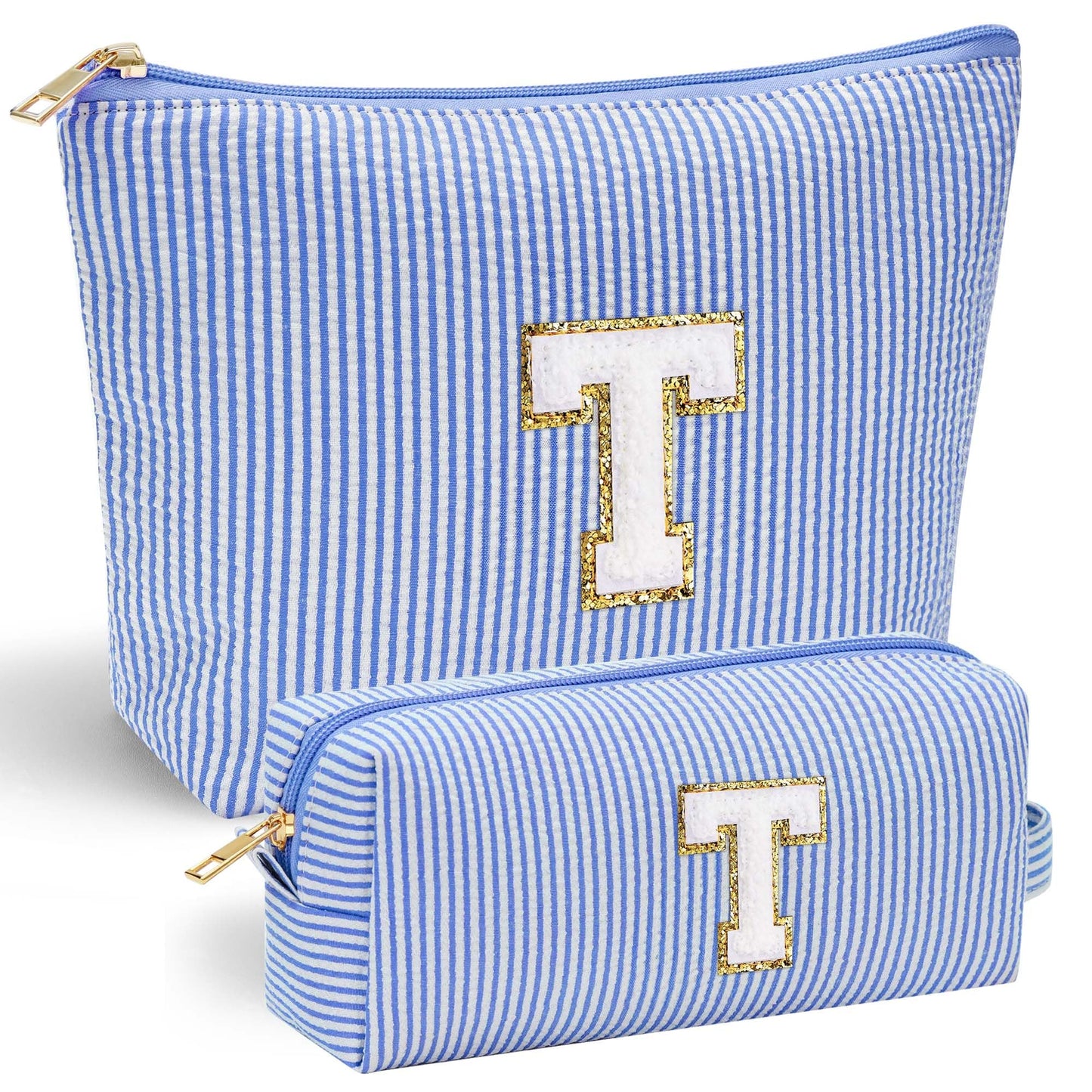 Initial Makeup Bag, Makeup Bag Travel Cosmetic Bag Cute Makeup Bag Personalized Engagement Bridesmaid Best Friend Birthday Gifts for Women Hostess Gifts for Her Friend Female Preppy Stuff M