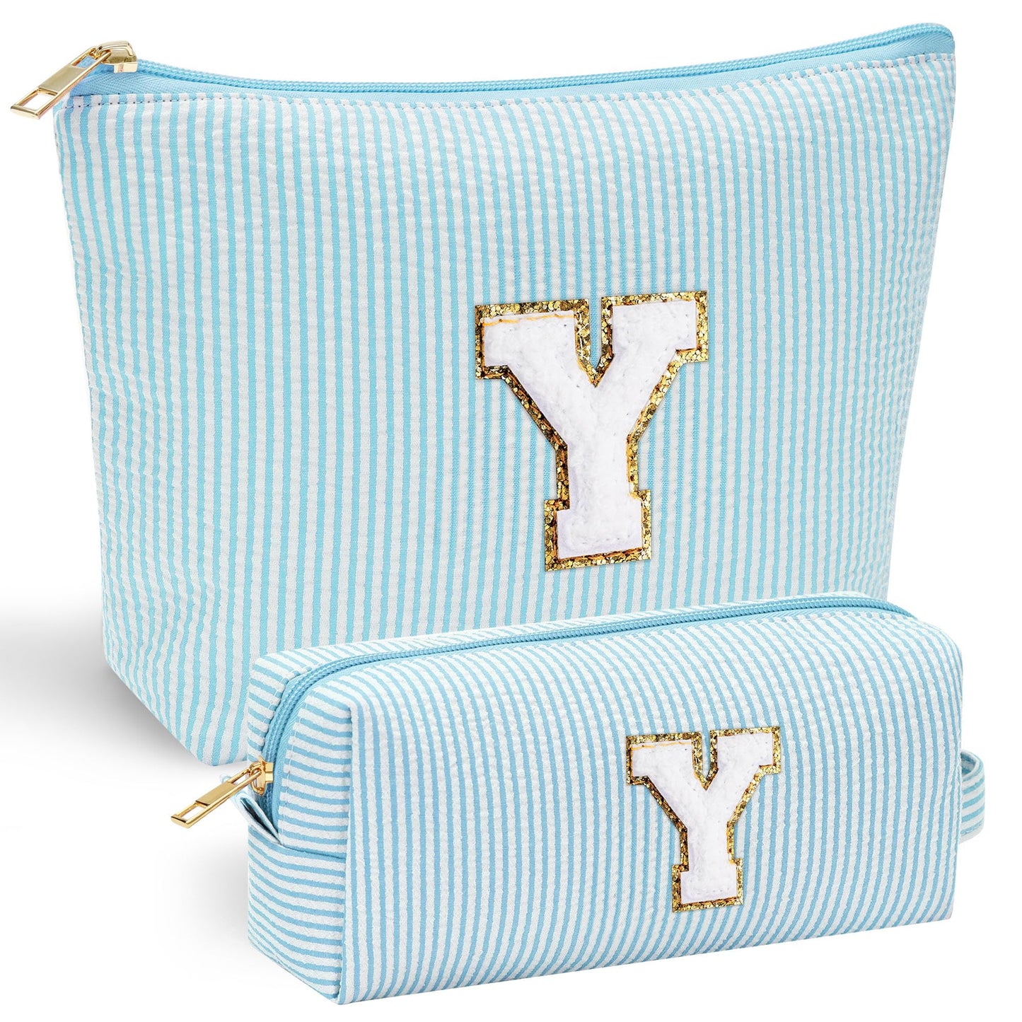 Initial Makeup Bag, Makeup Bag Travel Cosmetic Bag Cute Makeup Bag Personalized Engagement Bridesmaid Best Friend Birthday Gifts for Women Hostess Gifts for Her Friend Female Preppy Stuff M