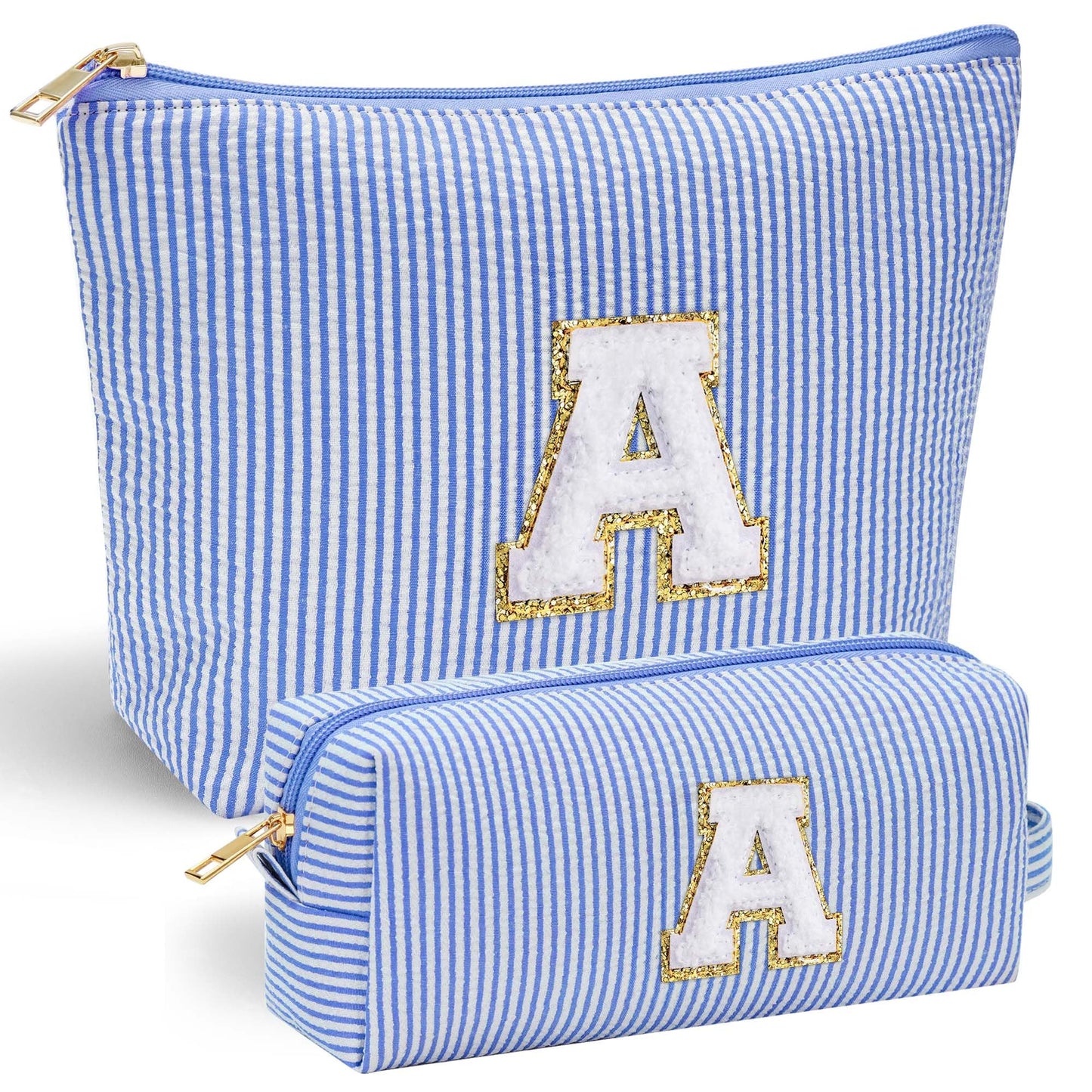 Initial Makeup Bag, Makeup Bag Travel Cosmetic Bag Cute Makeup Bag Personalized Engagement Bridesmaid Best Friend Birthday Gifts for Women Hostess Gifts for Her Friend Female Preppy Stuff M