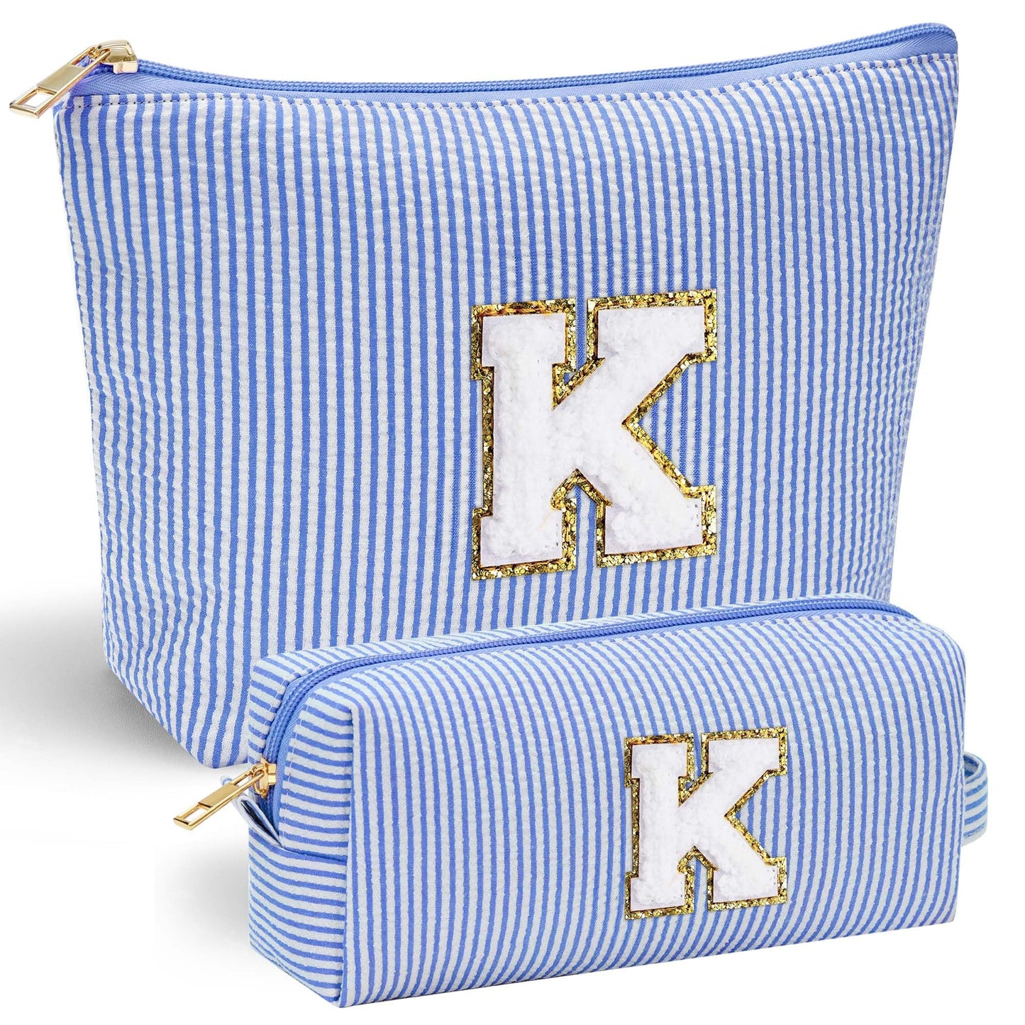 Initial Makeup Bag, Makeup Bag Travel Cosmetic Bag Cute Makeup Bag Personalized Engagement Bridesmaid Best Friend Birthday Gifts for Women Hostess Gifts for Her Friend Female Preppy Stuff M