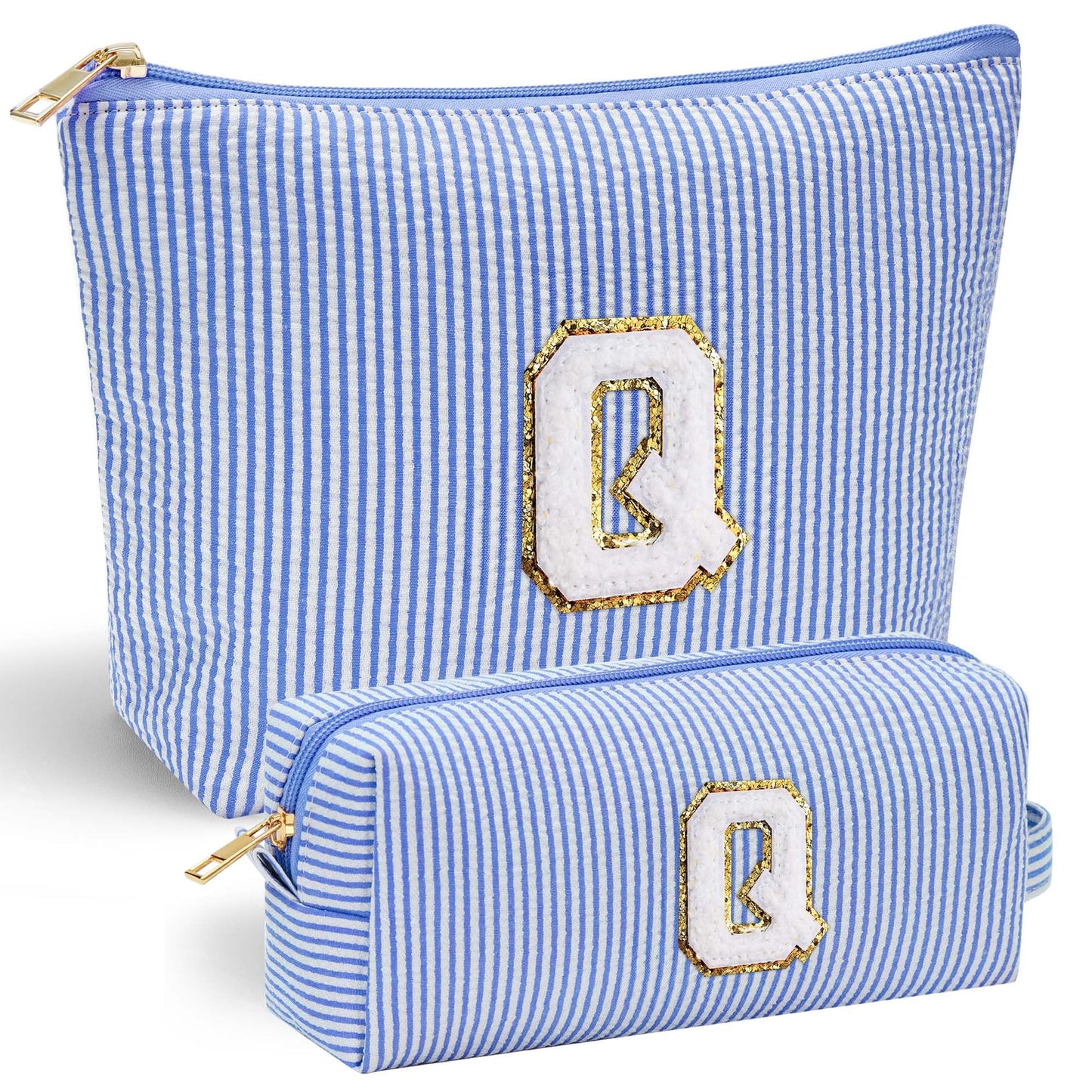 Initial Makeup Bag, Makeup Bag Travel Cosmetic Bag Cute Makeup Bag Personalized Engagement Bridesmaid Best Friend Birthday Gifts for Women Hostess Gifts for Her Friend Female Preppy Stuff M