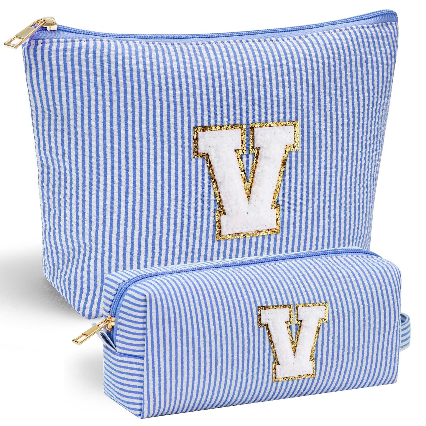Initial Makeup Bag, Makeup Bag Travel Cosmetic Bag Cute Makeup Bag Personalized Engagement Bridesmaid Best Friend Birthday Gifts for Women Hostess Gifts for Her Friend Female Preppy Stuff M