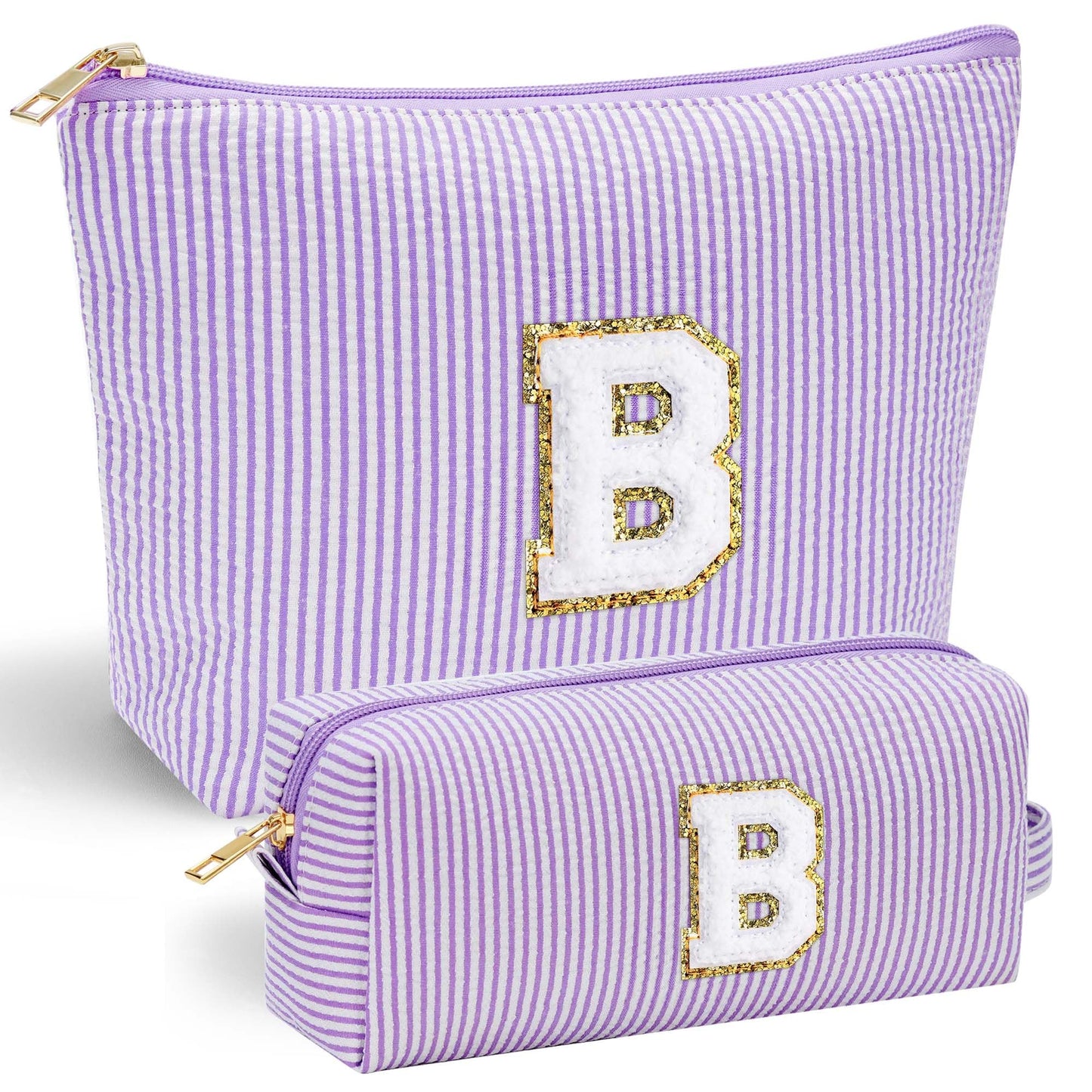 Initial Makeup Bag, Makeup Bag Travel Cosmetic Bag Cute Makeup Bag Personalized Engagement Bridesmaid Best Friend Birthday Gifts for Women Hostess Gifts for Her Friend Female Preppy Stuff M