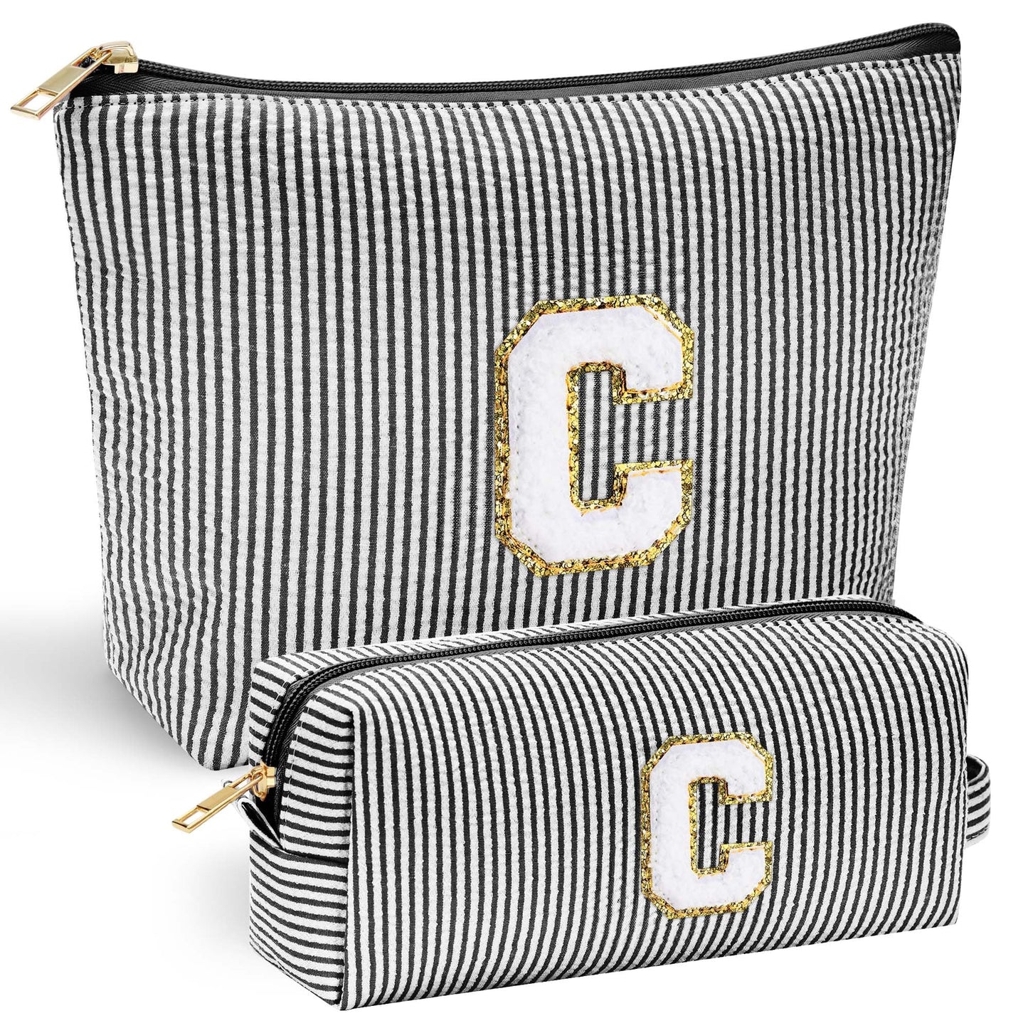 Initial Makeup Bag, Makeup Bag Travel Cosmetic Bag Cute Makeup Bag Personalized Engagement Bridesmaid Best Friend Birthday Gifts for Women Hostess Gifts for Her Friend Female Preppy Stuff M