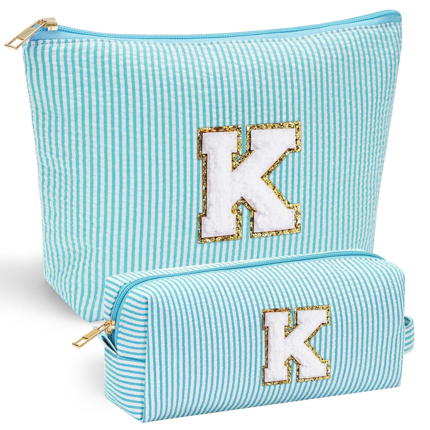 Initial Makeup Bag, Makeup Bag Travel Cosmetic Bag Cute Makeup Bag Personalized Engagement Bridesmaid Best Friend Birthday Gifts for Women Hostess Gifts for Her Friend Female Preppy Stuff M