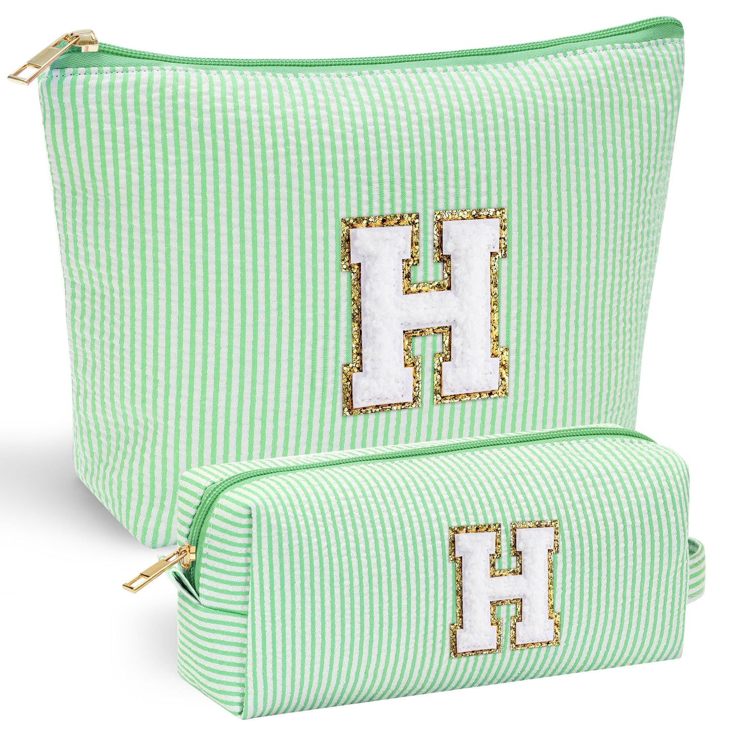 Initial Makeup Bag, Makeup Bag Travel Cosmetic Bag Cute Makeup Bag Personalized Engagement Bridesmaid Best Friend Birthday Gifts for Women Hostess Gifts for Her Friend Female Preppy Stuff M