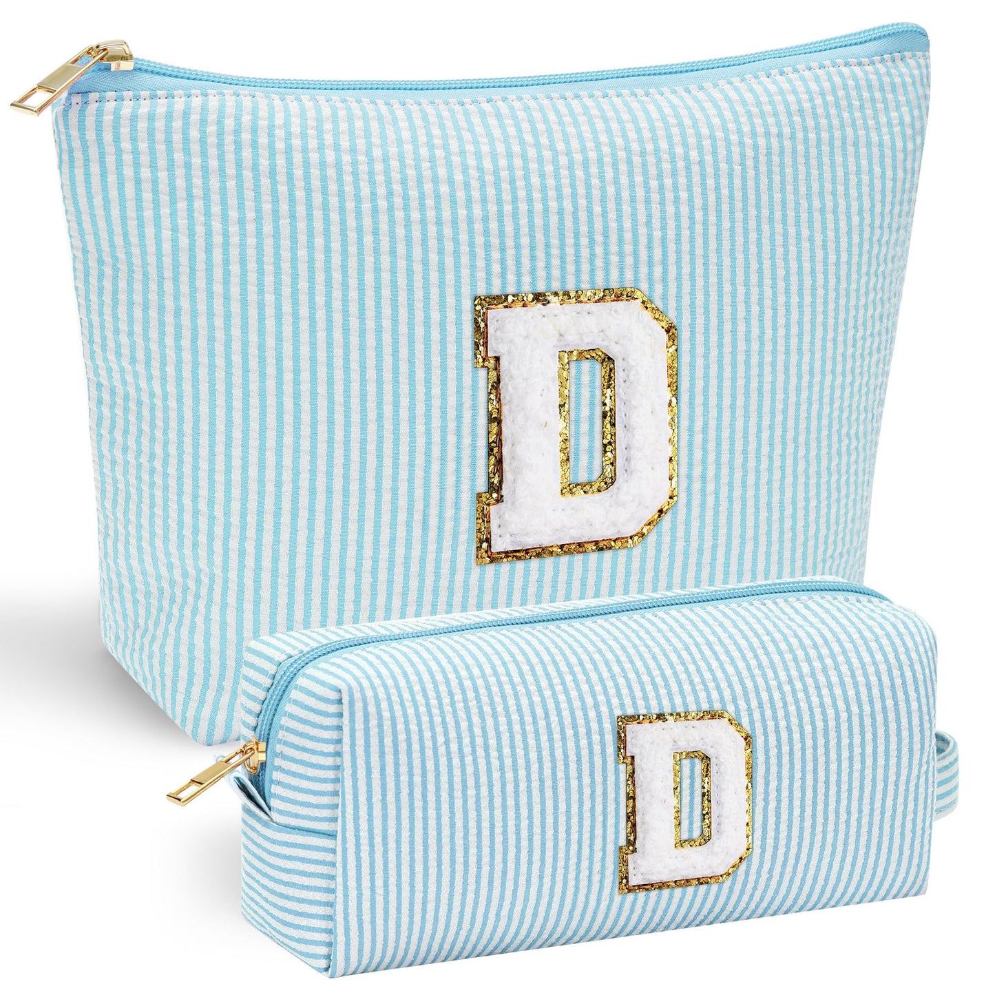 Initial Makeup Bag, Makeup Bag Travel Cosmetic Bag Cute Makeup Bag Personalized Engagement Bridesmaid Best Friend Birthday Gifts for Women Hostess Gifts for Her Friend Female Preppy Stuff M