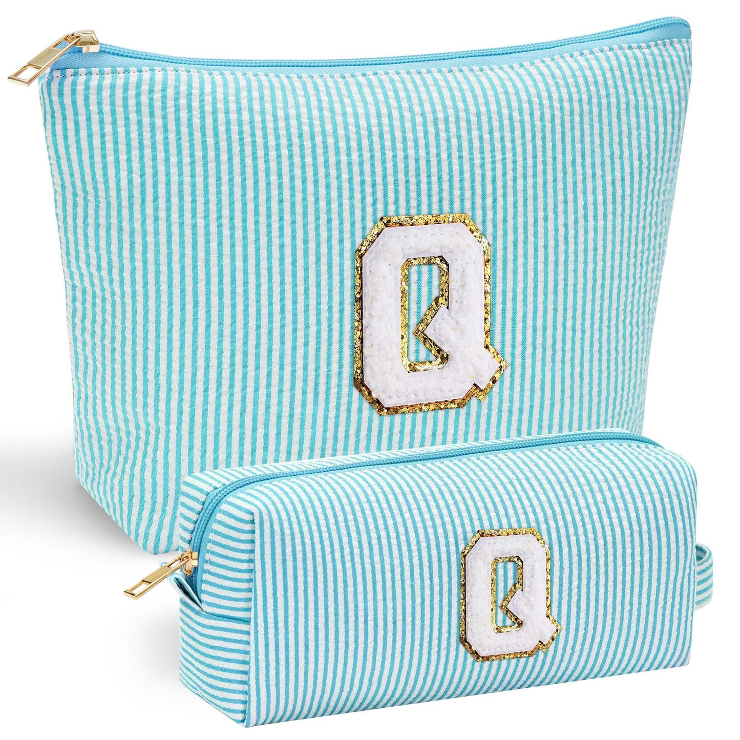 Initial Makeup Bag, Makeup Bag Travel Cosmetic Bag Cute Makeup Bag Personalized Engagement Bridesmaid Best Friend Birthday Gifts for Women Hostess Gifts for Her Friend Female Preppy Stuff M
