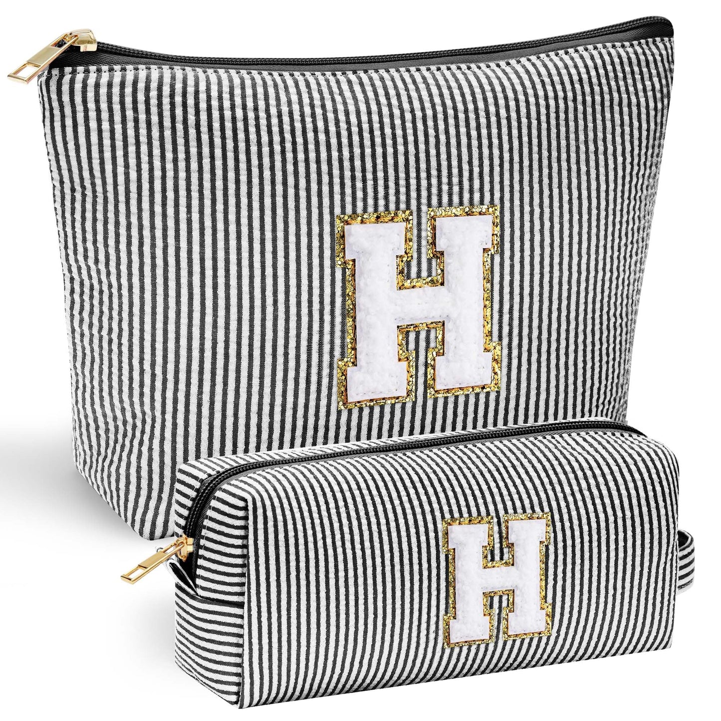 Initial Makeup Bag, Makeup Bag Travel Cosmetic Bag Cute Makeup Bag Personalized Engagement Bridesmaid Best Friend Birthday Gifts for Women Hostess Gifts for Her Friend Female Preppy Stuff M