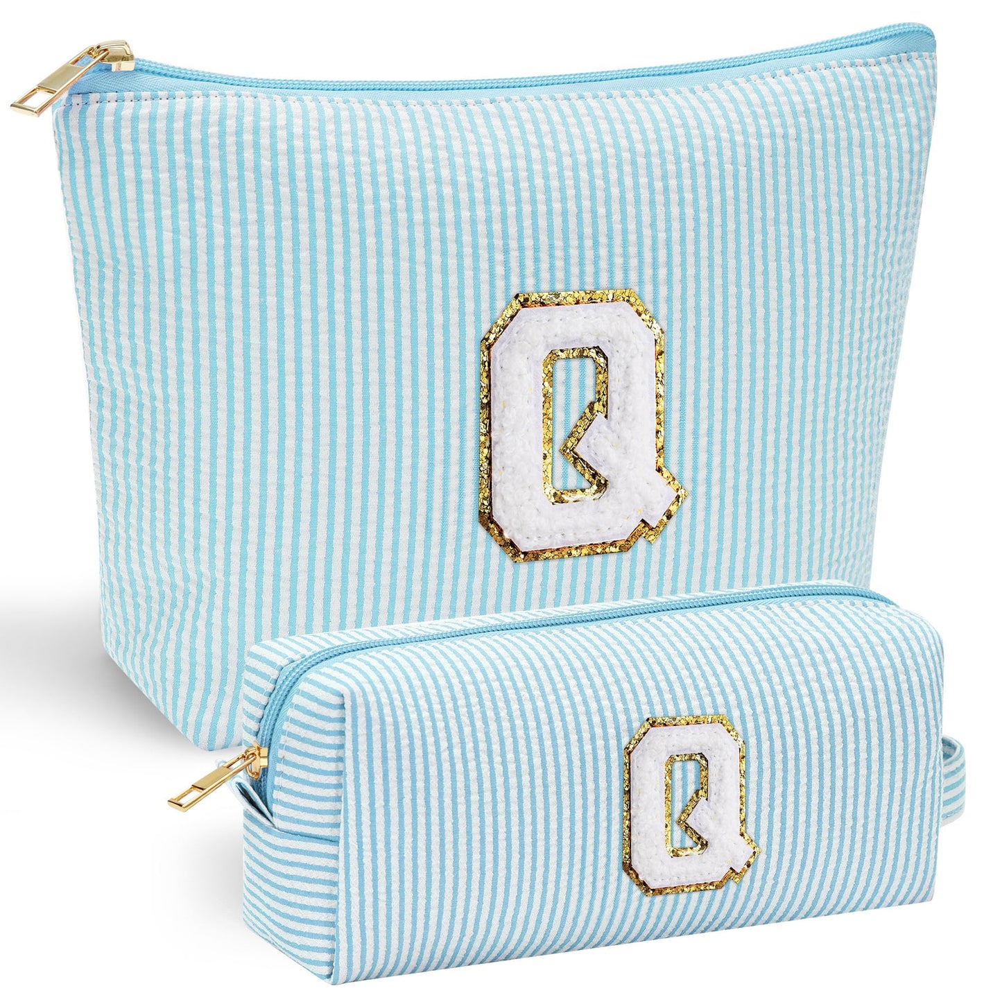 Initial Makeup Bag, Makeup Bag Travel Cosmetic Bag Cute Makeup Bag Personalized Engagement Bridesmaid Best Friend Birthday Gifts for Women Hostess Gifts for Her Friend Female Preppy Stuff M
