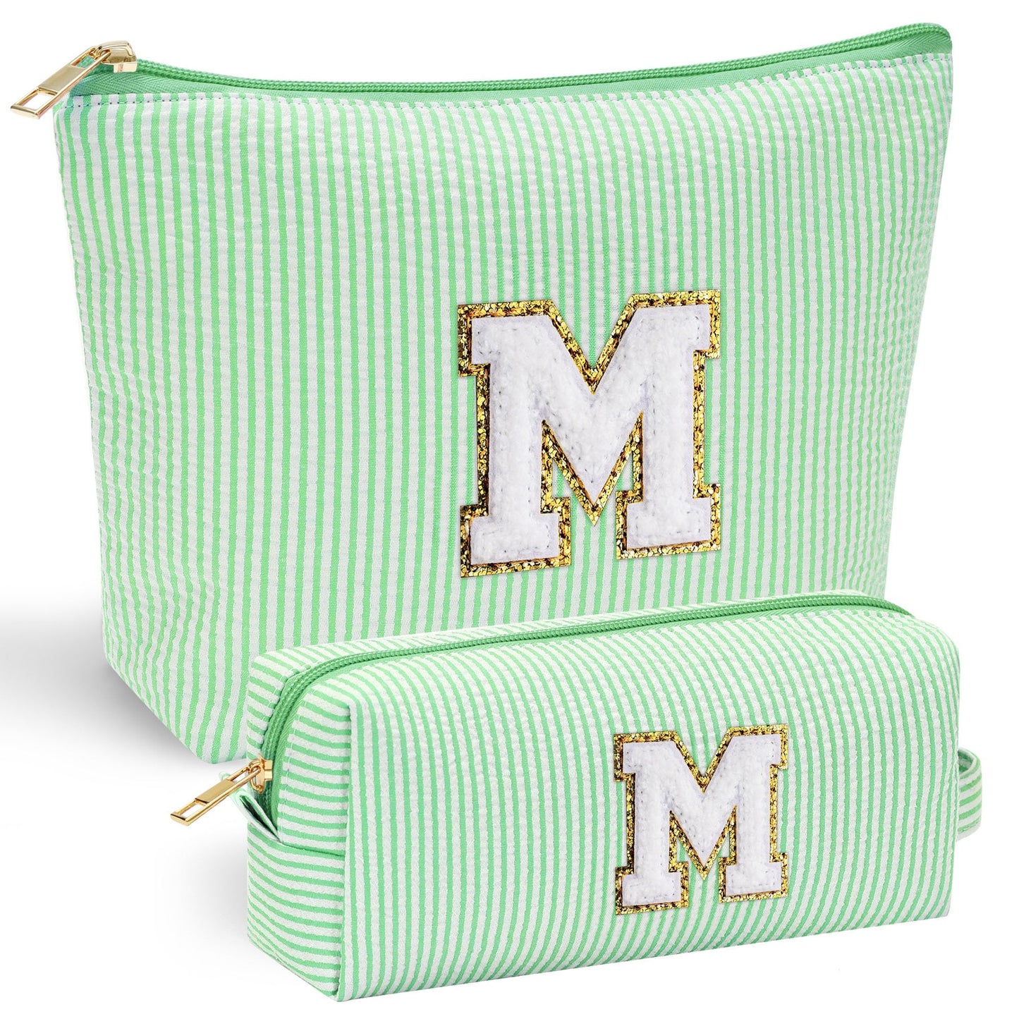 Initial Makeup Bag, Makeup Bag Travel Cosmetic Bag Cute Makeup Bag Personalized Engagement Bridesmaid Best Friend Birthday Gifts for Women Hostess Gifts for Her Friend Female Preppy Stuff M