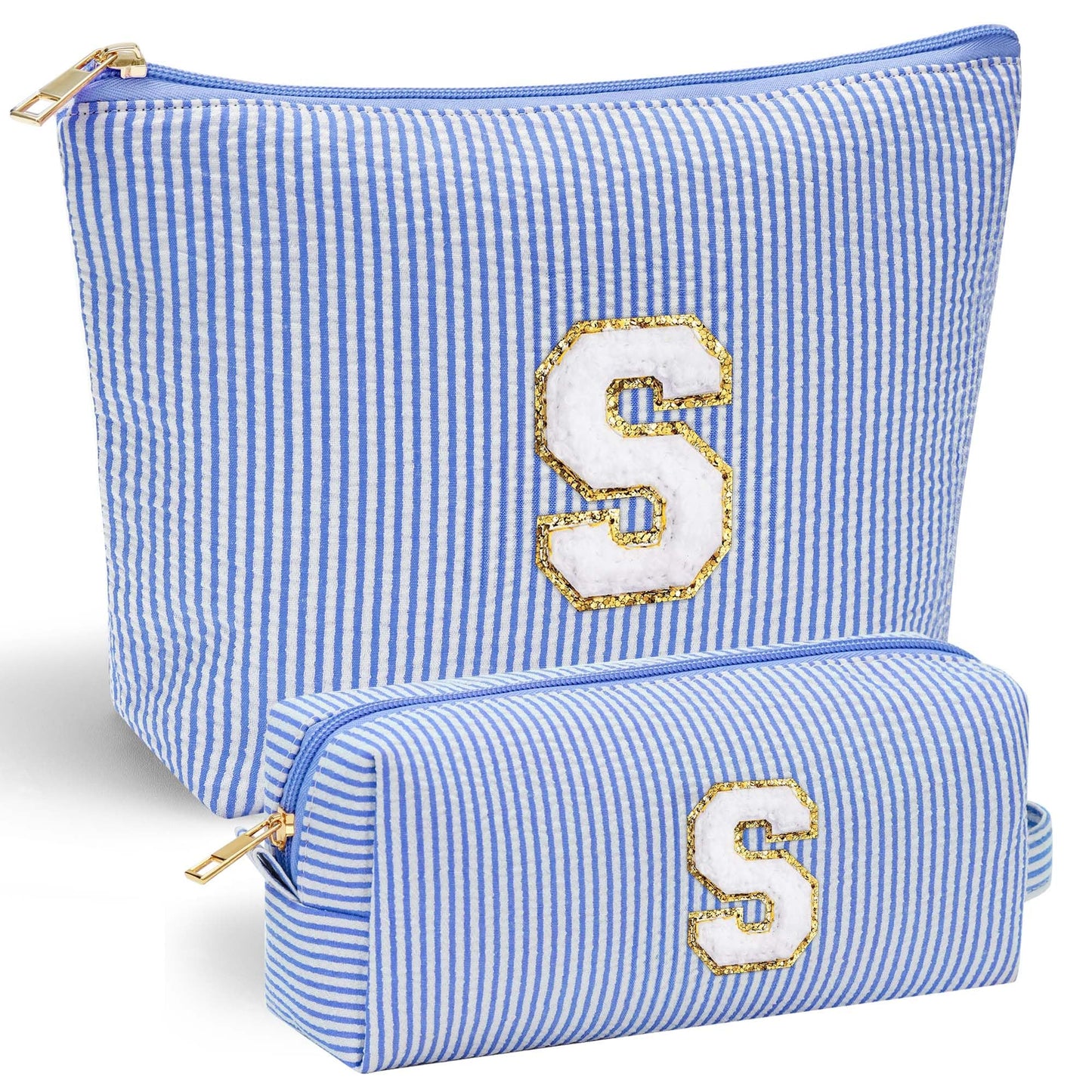Initial Makeup Bag, Makeup Bag Travel Cosmetic Bag Cute Makeup Bag Personalized Engagement Bridesmaid Best Friend Birthday Gifts for Women Hostess Gifts for Her Friend Female Preppy Stuff M