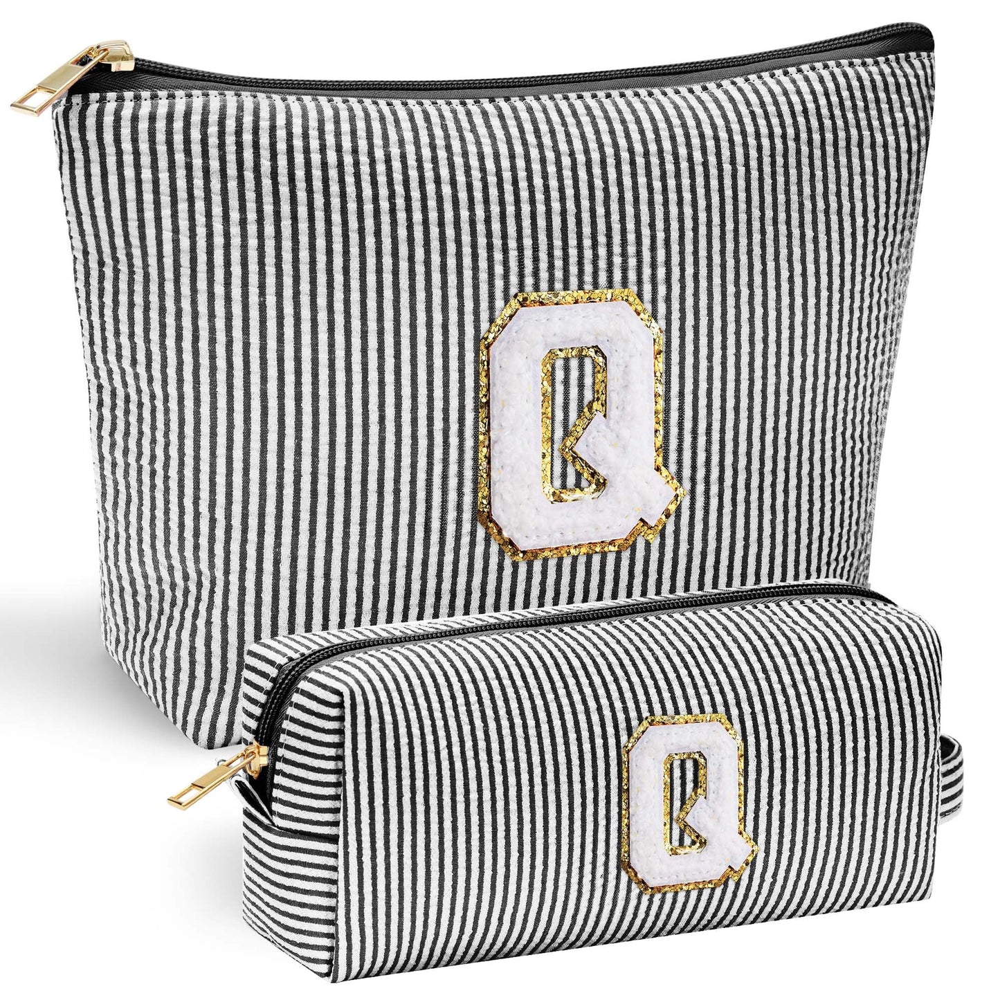Initial Makeup Bag, Makeup Bag Travel Cosmetic Bag Cute Makeup Bag Personalized Engagement Bridesmaid Best Friend Birthday Gifts for Women Hostess Gifts for Her Friend Female Preppy Stuff M